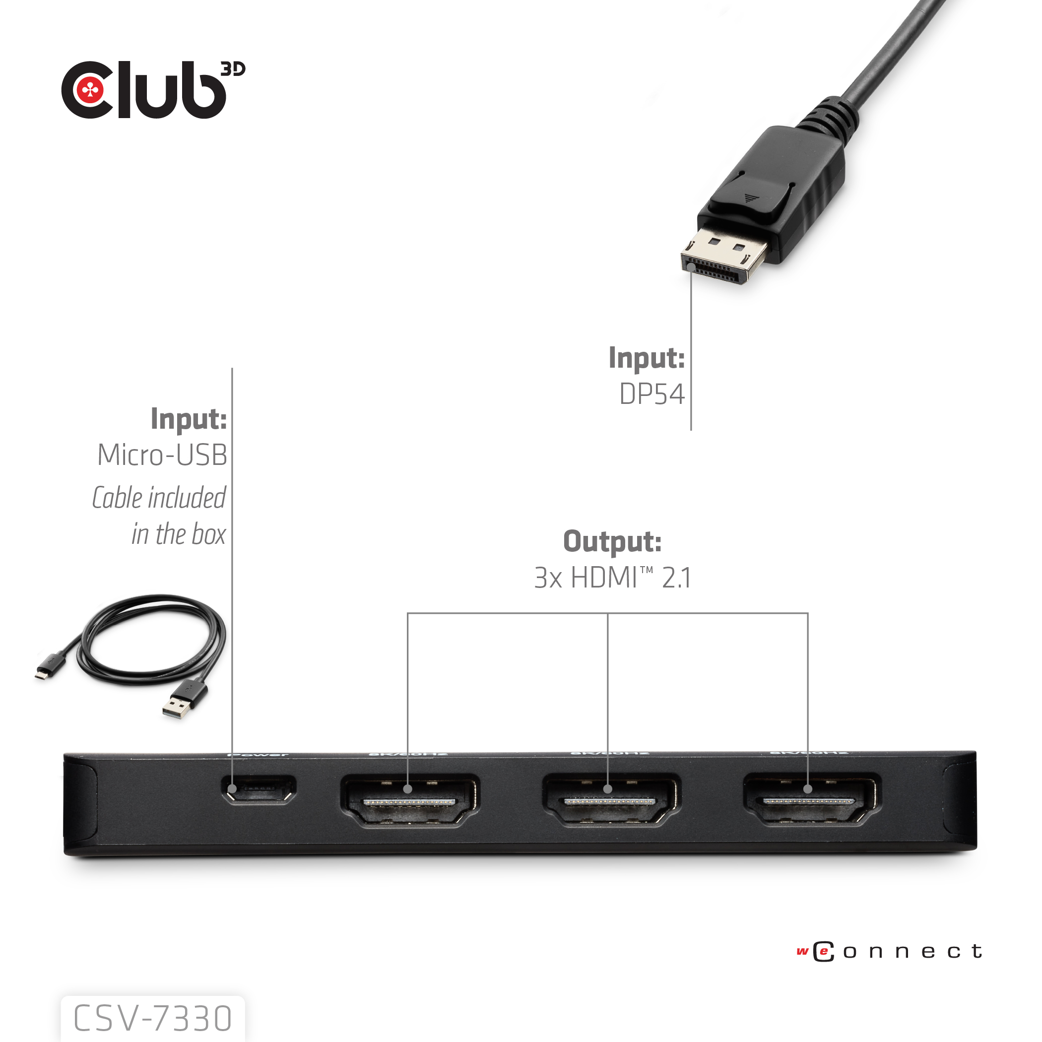 Club 3D Videoadapter - DisplayPort männlich zu HDMI, Mikro-USB Typ B (nur Strom), Ansicht 2