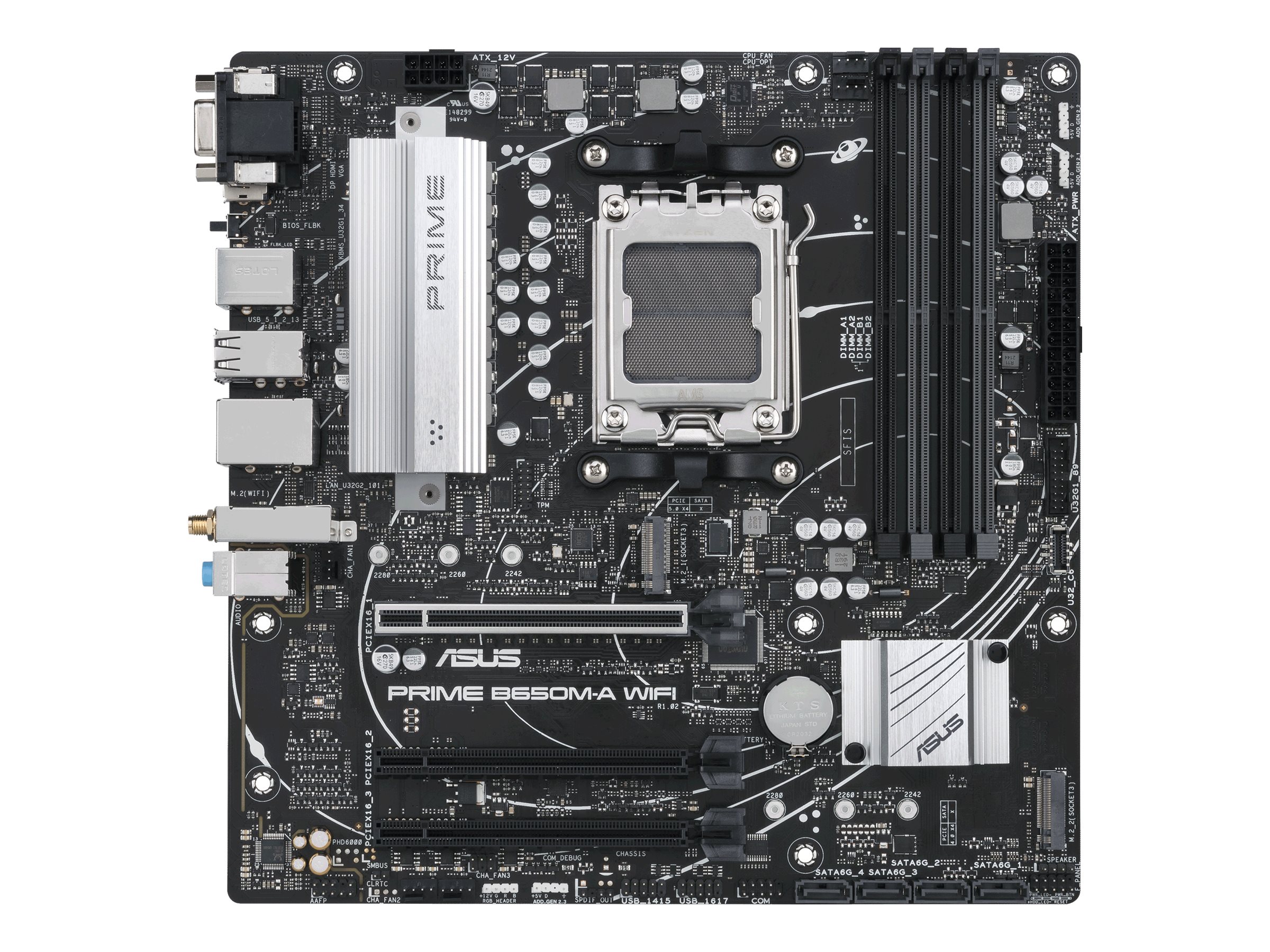 ASUS Prime B650M-A WIFI - Motherboard - micro ATX - Socket AM5 - AMD B650 Chipsatz - USB 3.2 Gen 1 USB 3.2 Gen 2 USB-C 3.2 Gen 1 - 2.5 Gigabit LAN Wi-Fi 6 Bluetooth - Onboard-Grafik (CPU erforderlich)