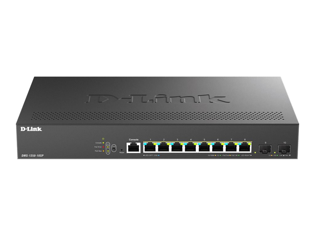 D-Link DMS-1250-10SP - Switch - L2+ - Smart - 8 x 10/100/1000/2.5G (PoE+)