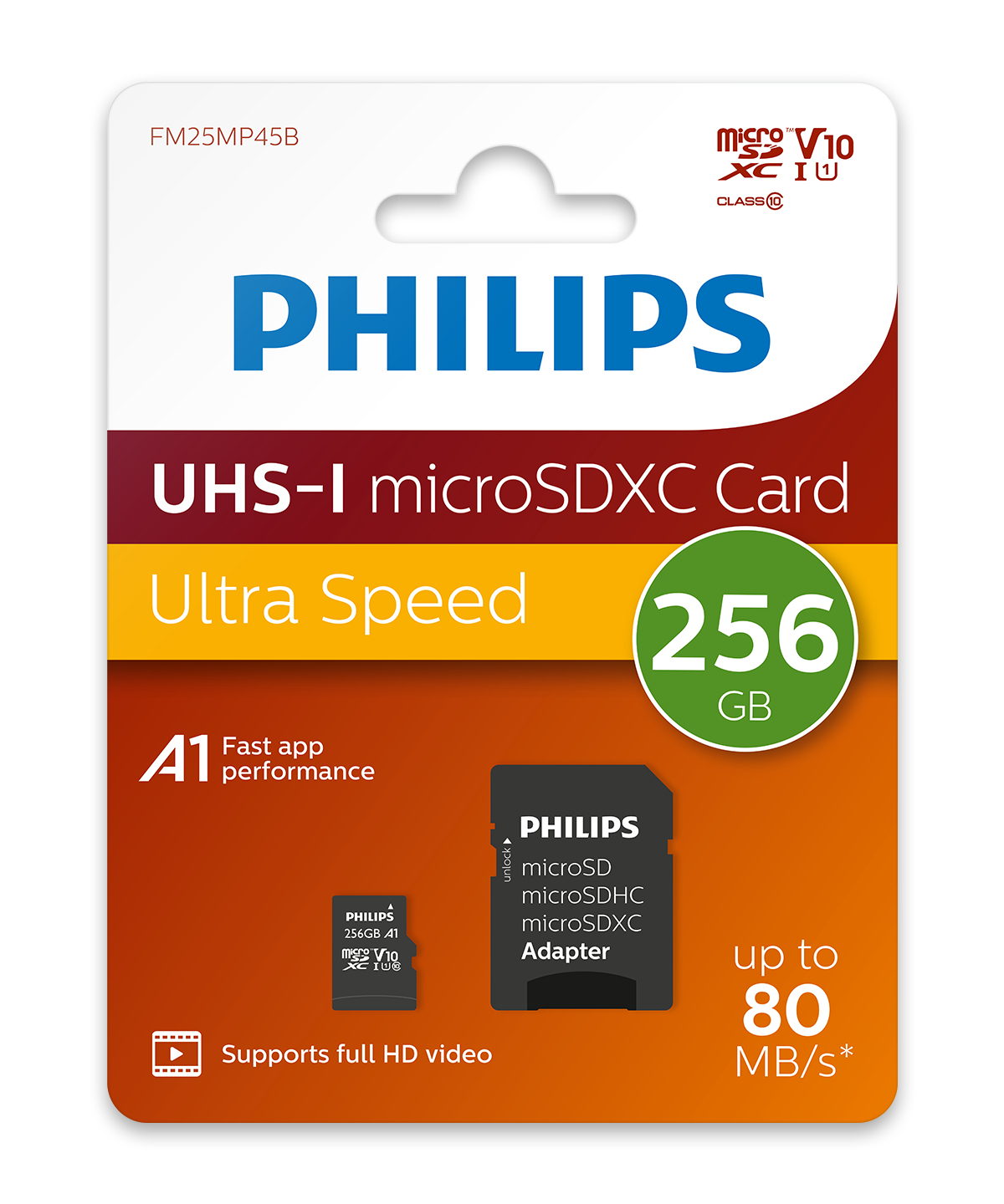 Philips MicroSDXC Card Class 10 Uhs-I U1 incl. Adapter - Extended Capacity SD (MicroSDHC) - 256 GB, Ansicht 2