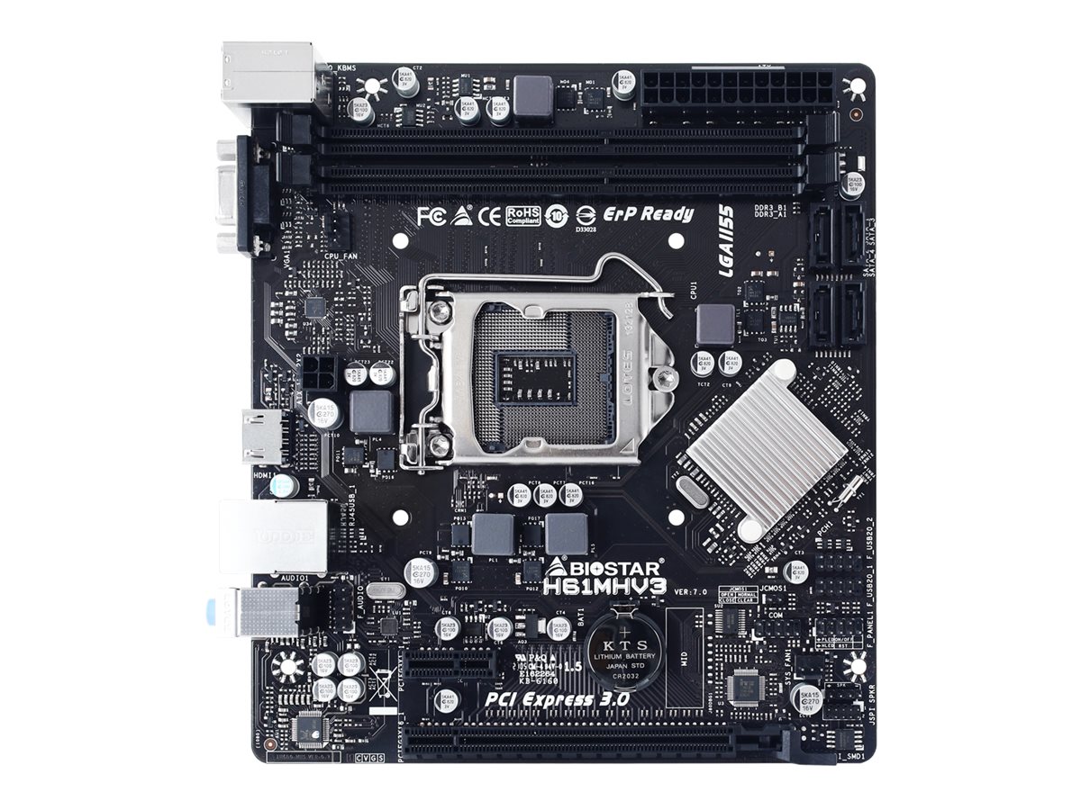 Biostar H61MHV3 - Motherboard - micro ATX - LGA1155-Sockel - H61 Chipsatz - Gigabit LAN - Onboard-Grafik (CPU erforderli