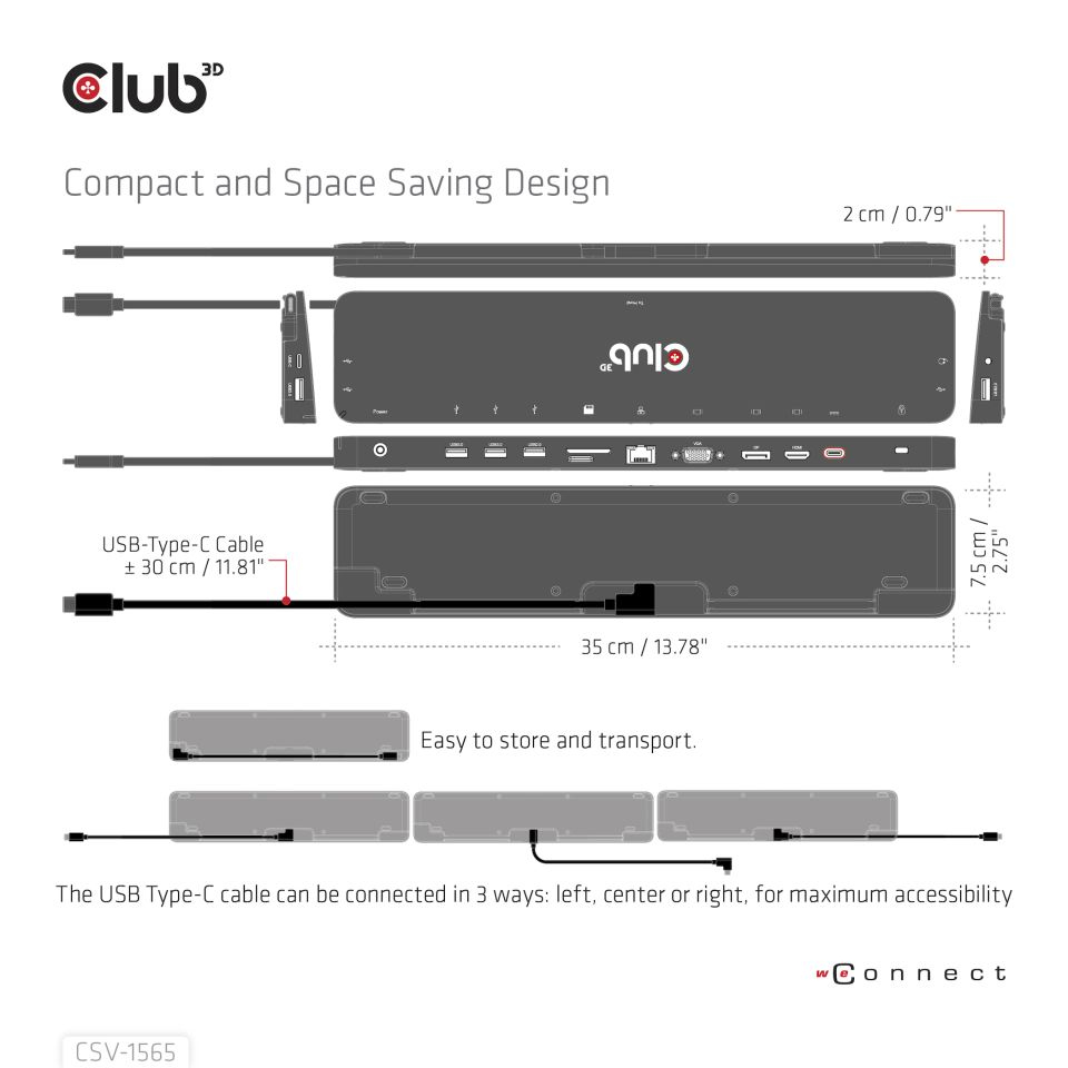 Club 3D CSV-1565 - Dockingstation - USB-C - VGA, HDMI, DP, Ansicht 4