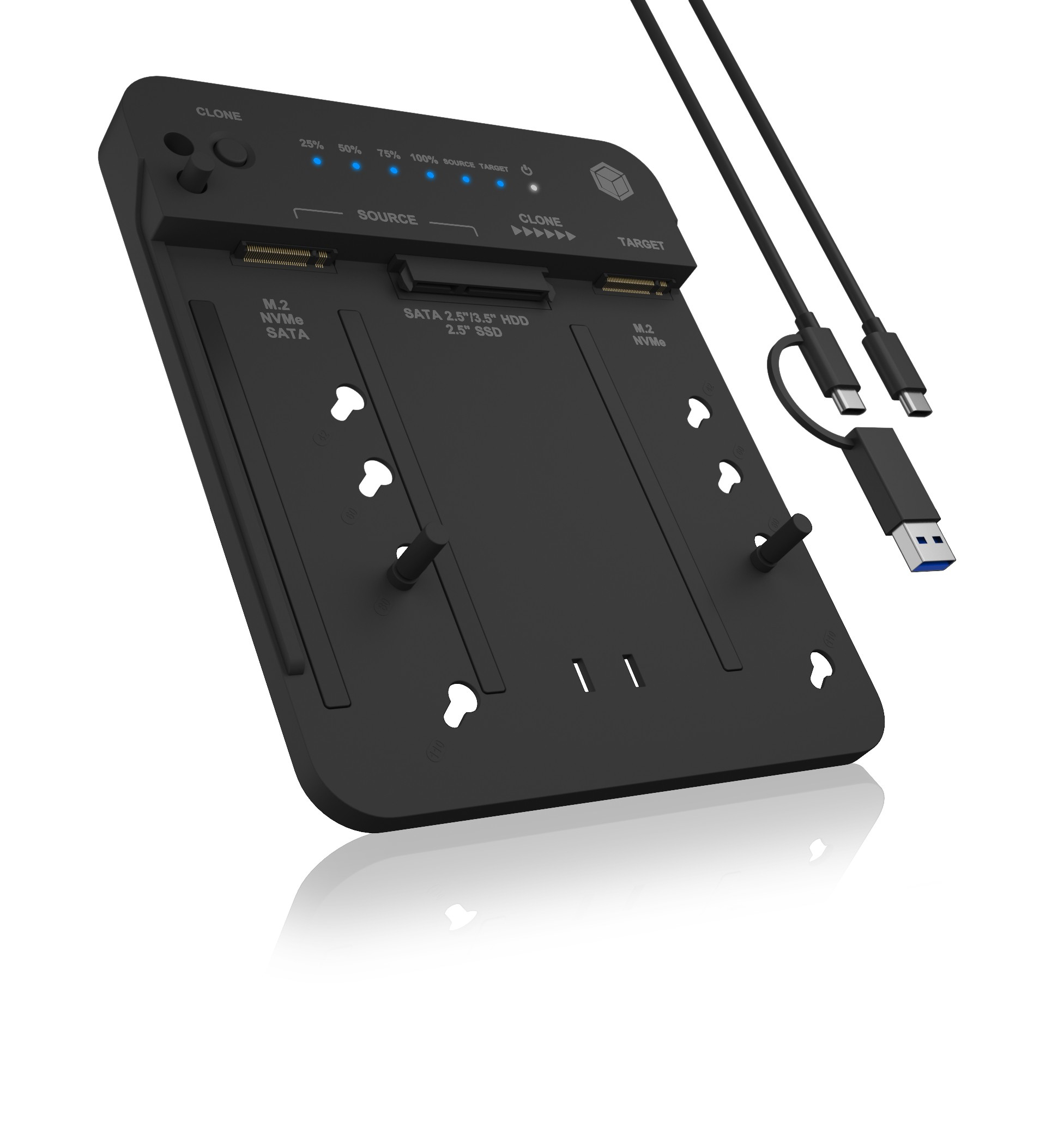 ICY BOX Docking- & Klonstation M.2 NVMe SSD zweifach retail, Ansicht 2