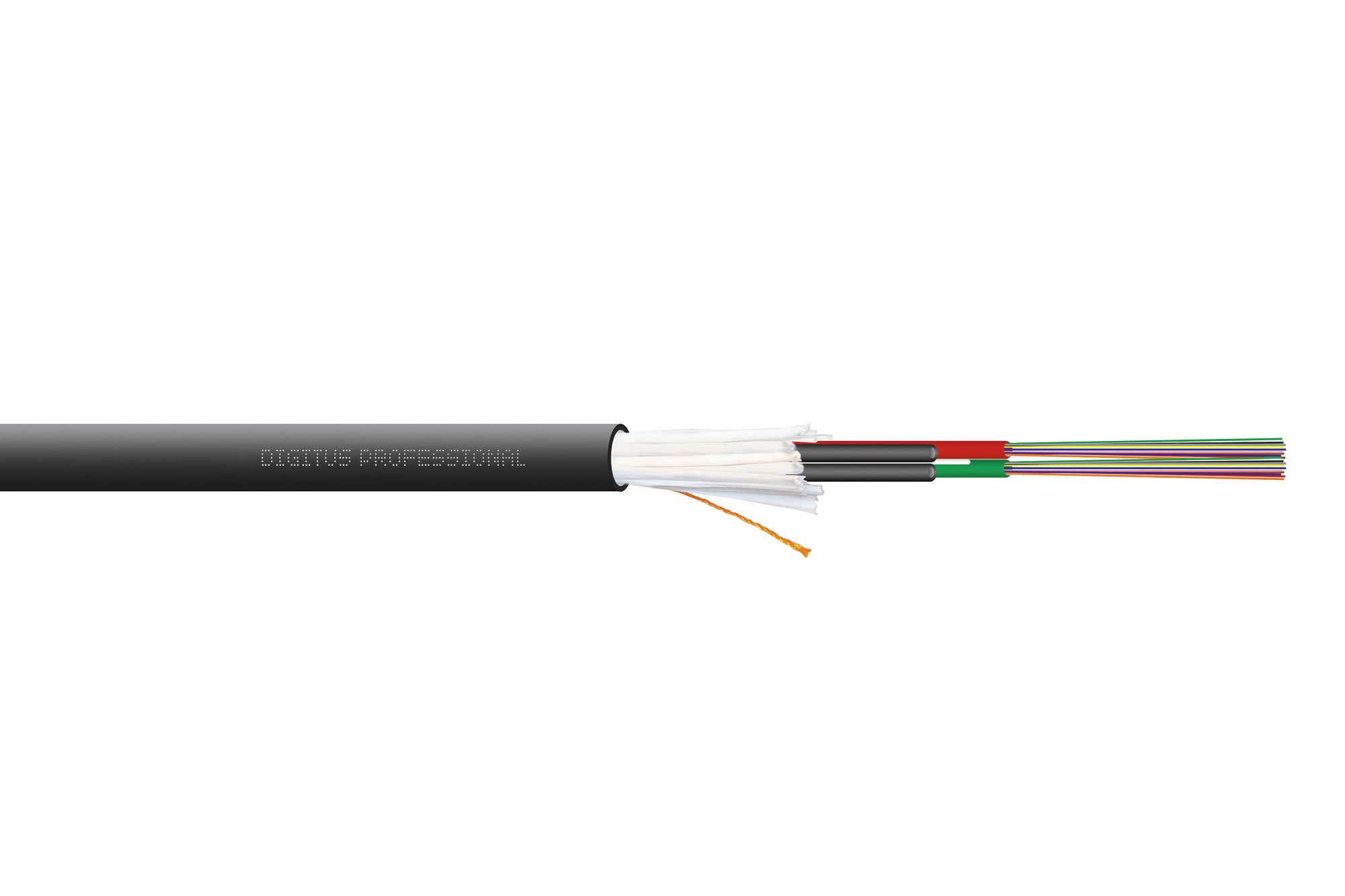 DIGITUS Verlegekabel Innen/Außen A/I-DQ (ZN) BH 9/125µ OS2, 24 Fasern, BauPVO Dca, LSZH, 1 m, U-DQ(ZN) BH, OS2