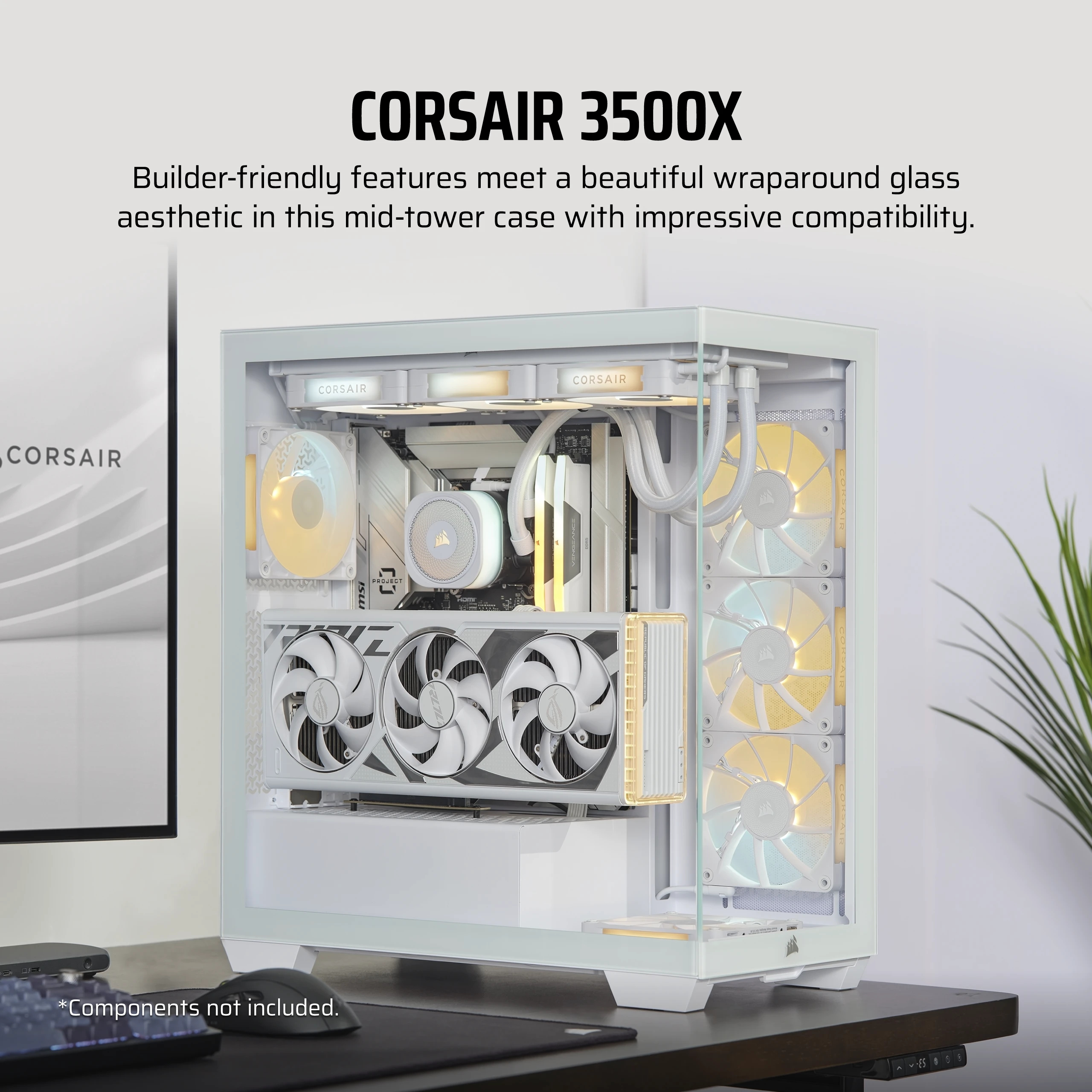 Corsair 3500X - Mid tower - E-ATX - Seitenteil mit Fenster (gehärtetes Glas), Ansicht 2