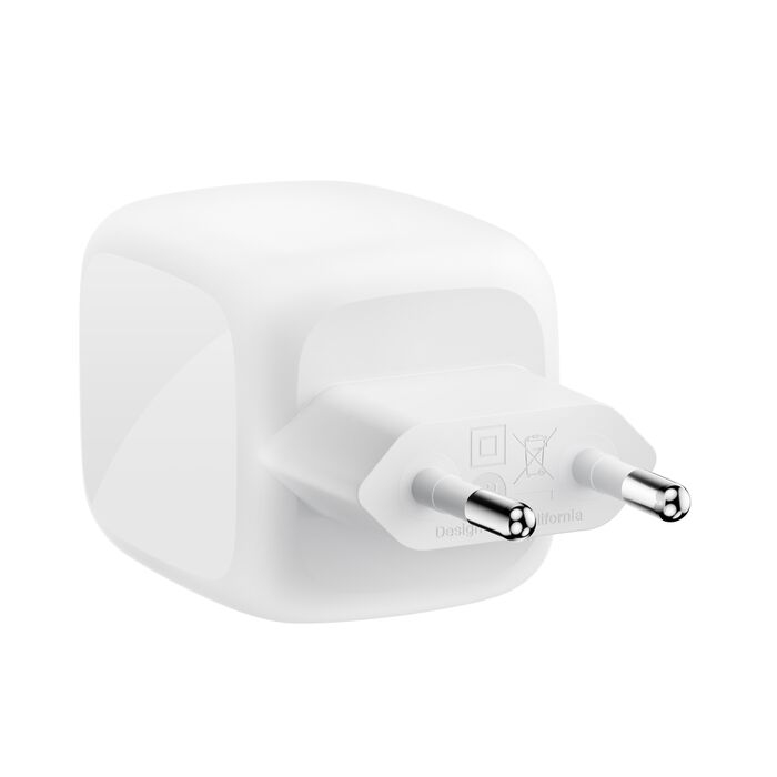 Belkin BoostCharge Pro - Netzteil - GaN - 67 Watt - Fast Charge, PD 3.1/PPS - 2 Ausgabeanschlussstellen (2 x USB-C) - Weiß, Ansicht 3