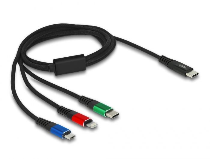 Delock 3 in 1 - Kabel nur zum Laden - 24 pin USB-C männlich zu Micro-USB Typ B, Lightning, 24 pin USB-C männlich, Ansicht 2