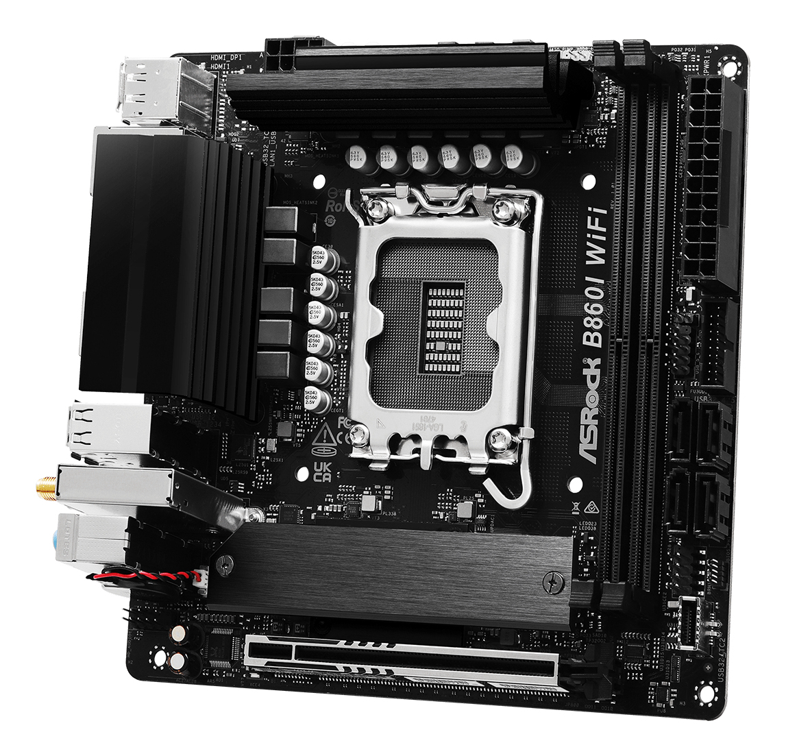 ASRock B860I WiFi - Motherboard - Mini-ITX - LGA1851-Sockel - B860 Chipsatz - Onboard-Grafik (CPU erforderlich), Ansicht 4