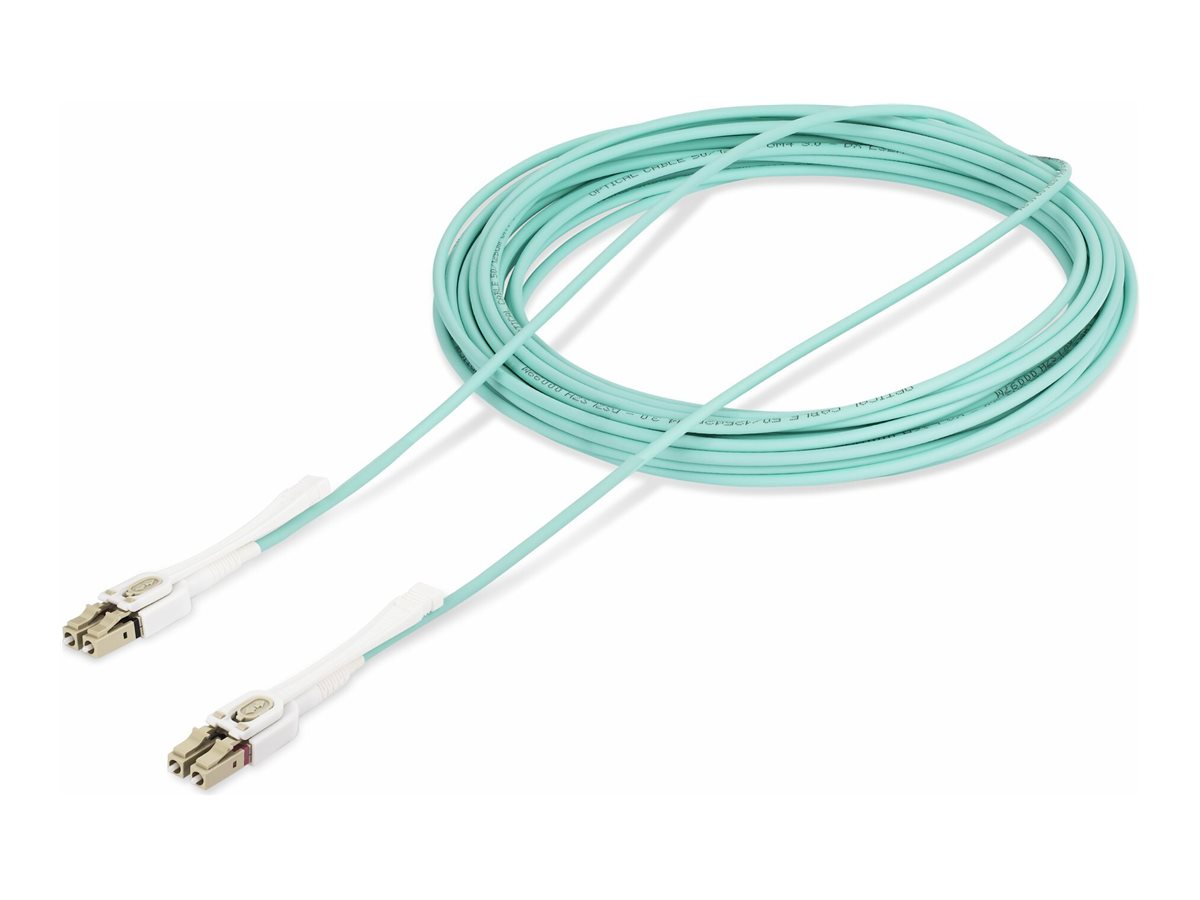 StarTech.com 10m (30ft) LC to LC (UPC) OM4 Multimode Fiber Optic Cable wPush Pull Tabs 50125µm 100G Networks Bend Insensitive Low Insertion Loss - LSZH Fiber Patch Cord (450FBLCLC10PP)