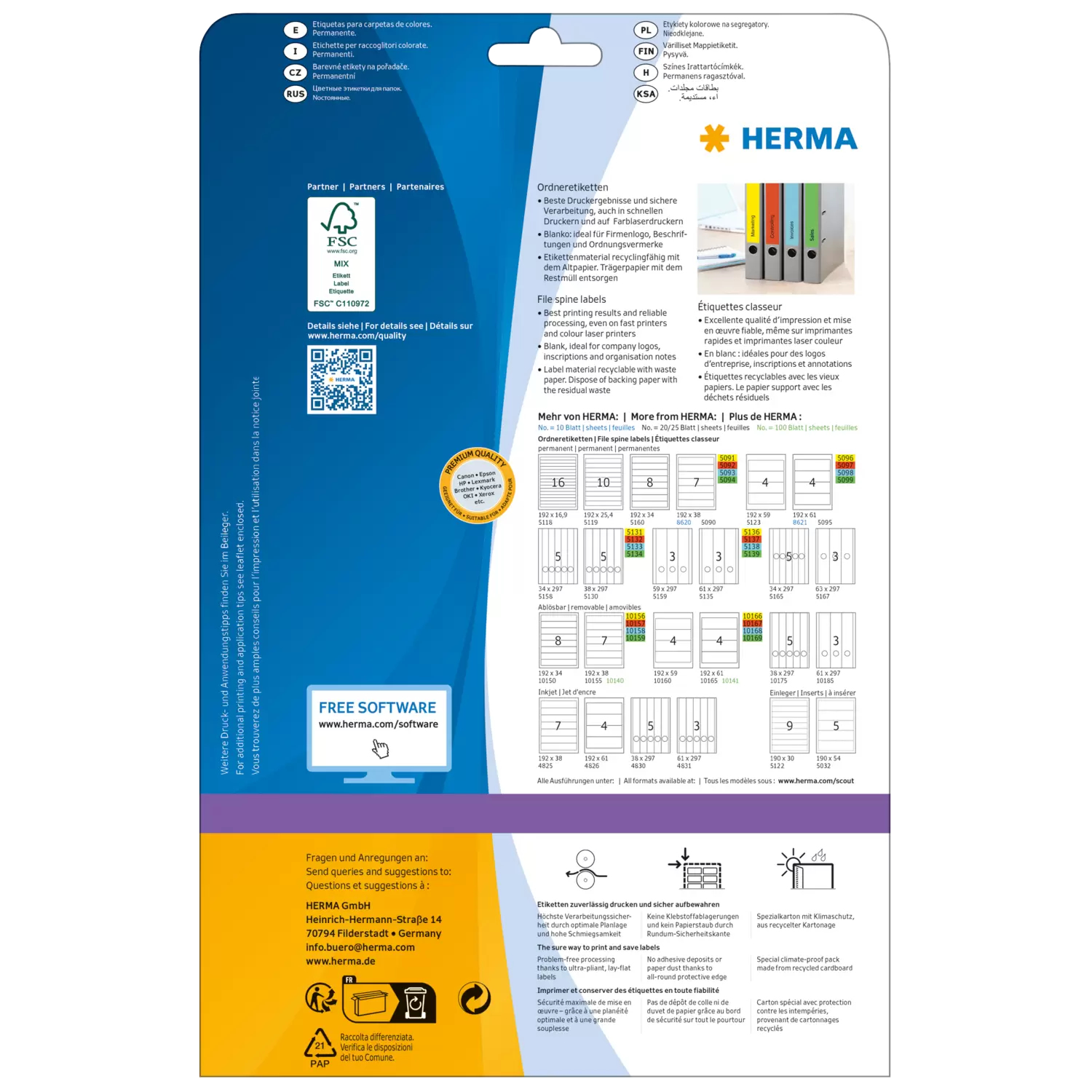 HERMA Special - Papier - matt - permanent selbstklebend - grün - 38 x 297 mm 100 Etikett(en) (20 Bogen x 5), Ansicht 2