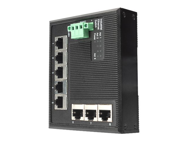 DIGITUS 8 Port Gigabit Ethernet Netzwerk  Switch, Flat, Industrial, Unmanaged