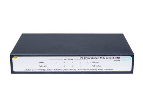 HPE OfficeConnect 1420 5G PoE+ - Switch - unmanaged - 5 x 10/100/1000 - Desktop - PoE+ (32 W)