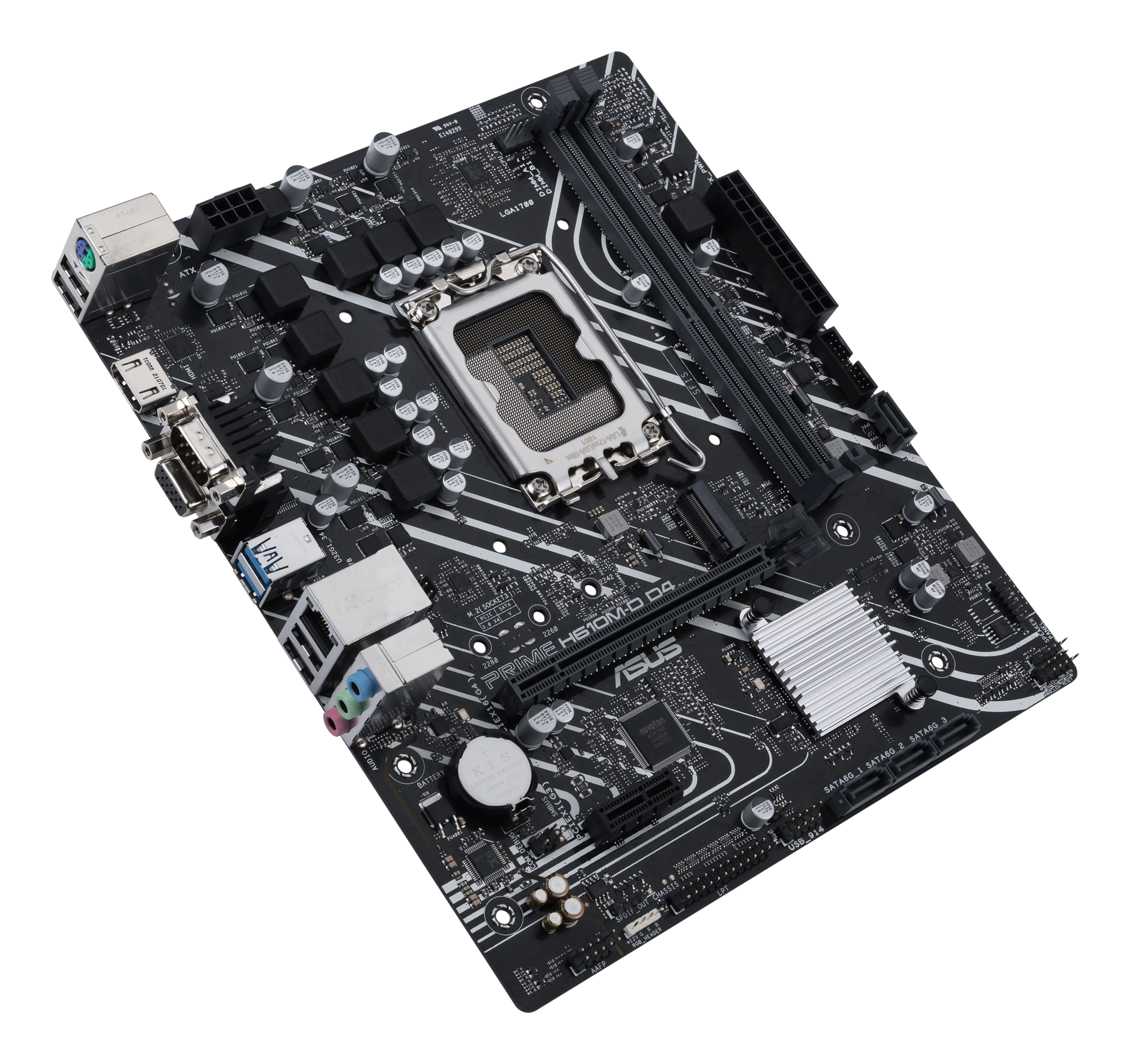 ASUS PRIME H610M-D D4 - Motherboard - micro ATX - LGA1700-Sockel - H610 Chipsatz - USB 3.2 Gen 1 - Gigabit LAN, Ansicht 2