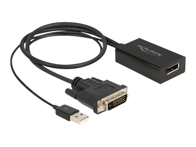 Delock Adapter DVI Stecker zu DisplayPort 1.2 Buchse schwarz 4K mit HDR Funktion 50 cm