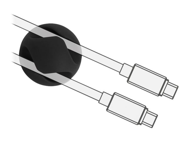 Delock Kabelhalter - Tisch montierbar Oberfläche montierbar geeignet für Wandmontage - Schwarz (Packung mit 10)