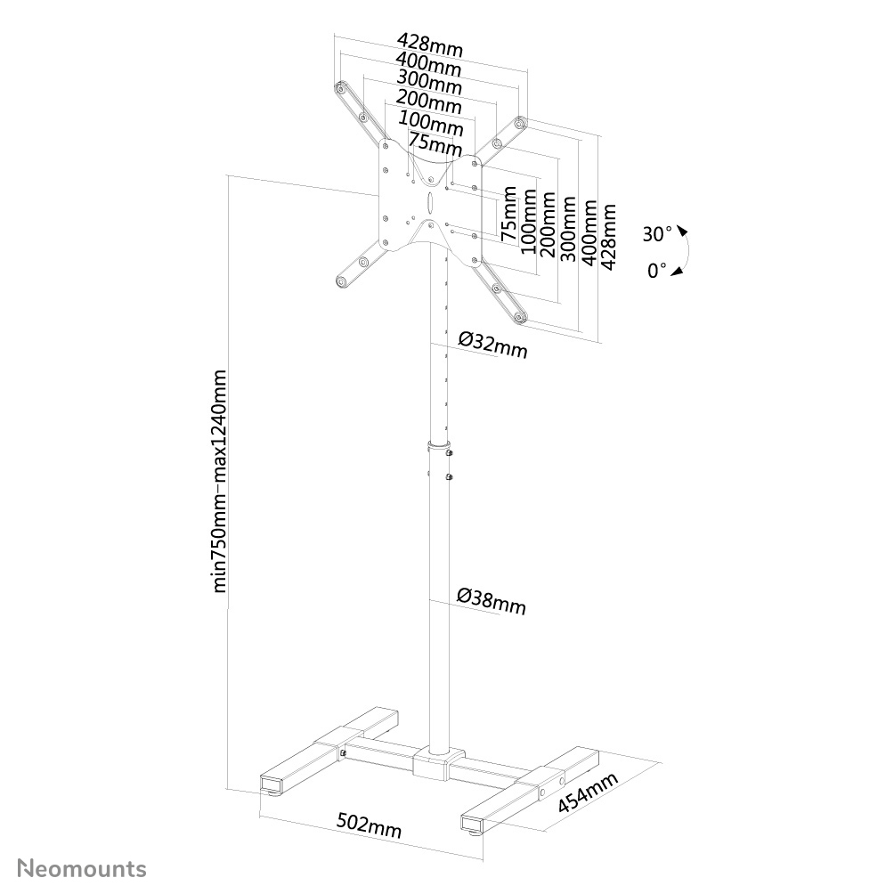 Neomounts by Newstar NS-FS100 - Aufstellung - neigen - für LCD-Display - Schwarz - Bildschirmgröße: 25.4-139.7 cm, Ansicht 2