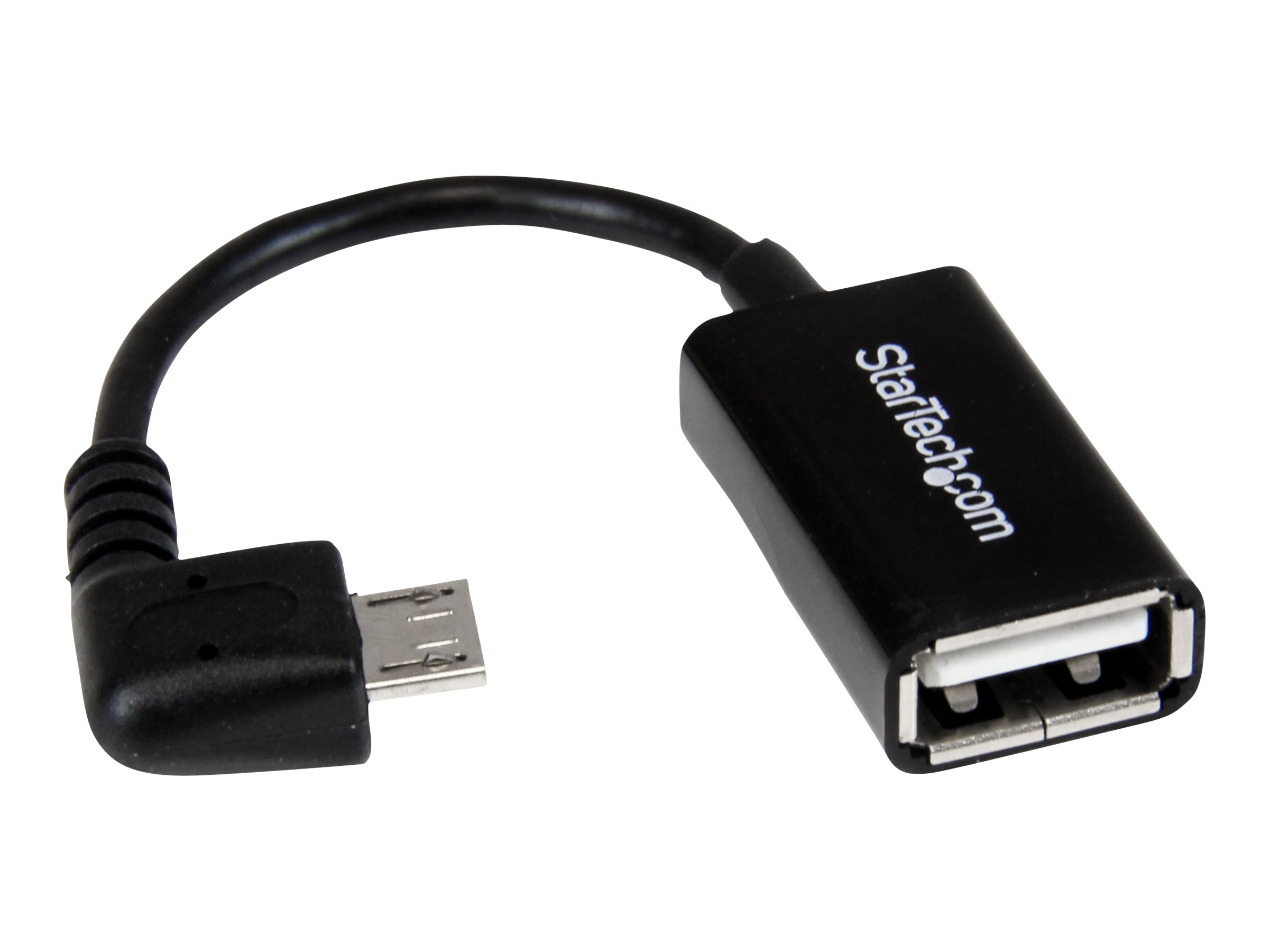 StarTech.com Micro USB rechts gewinkelt auf USB OTG Adapter Stecker / Buchse - Micro USB zu USB Kabel 12cm - On The Go Kabel - Schwarz - USB-Adapter - USB (W) zu Micro-USB Typ B (M)