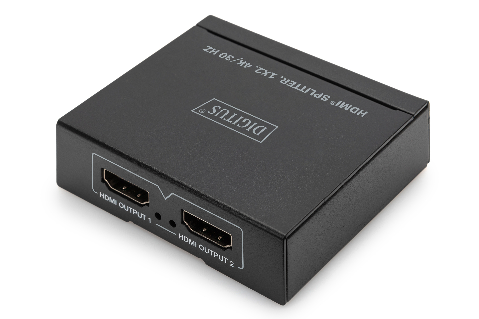 DIGITUS HDMI Splitter - 1x2 - 4K / 30 Hz - HDMI - 2x HDMI - 1.4b - 3840 x 2160 Pixel - Schwarz - Metall, Ansicht 4