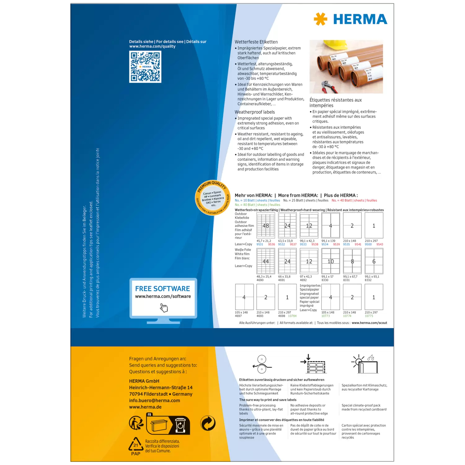 HERMA 10775 - Weiß - Selbstklebendes Druckeretikett - Gestanztes Etikett - Papier - Laser - Dauerhaft, Ansicht 3