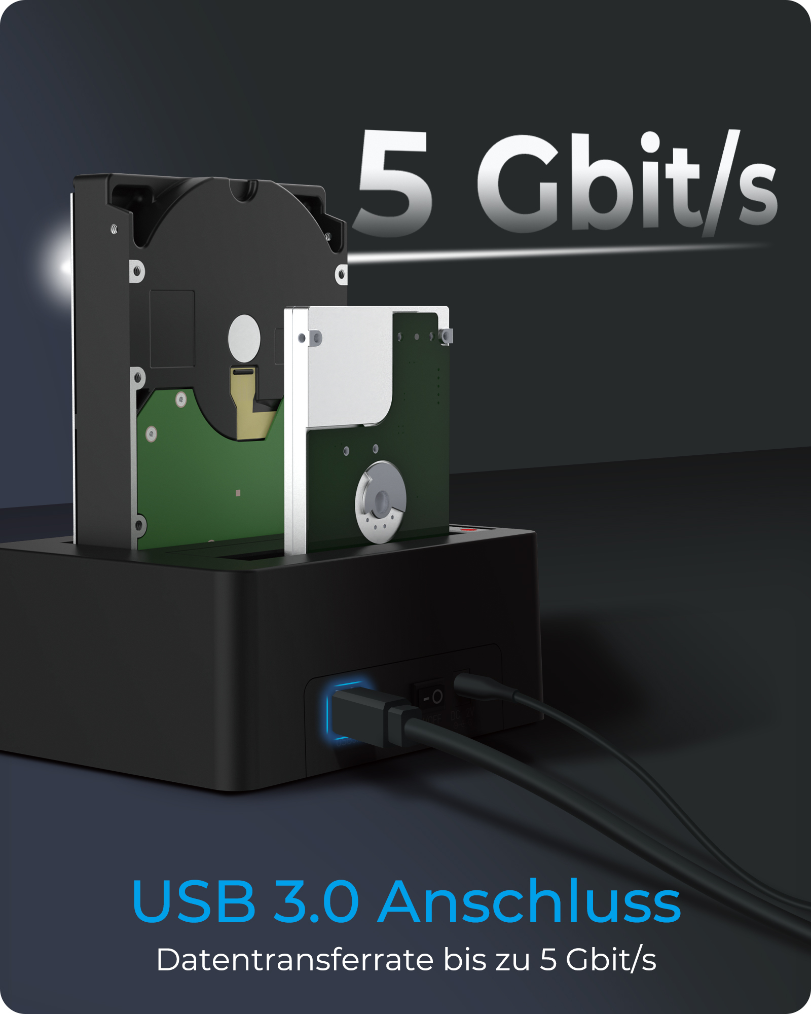 ICY BOX IB-1232CL-U3 - HDD-Dockingstation - 2,5 / 3,5 gemeinsam genutzt (6,4 cm/8,9 cm gemeinsam genutzt), Ansicht 3