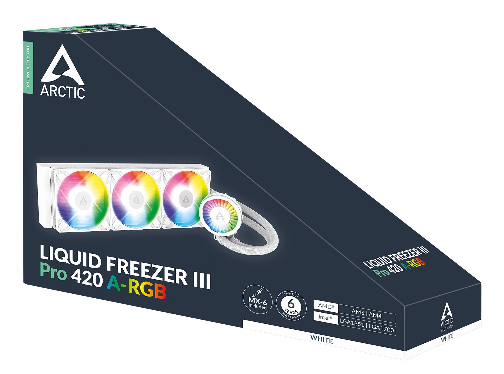 Arctic Liquid Freezer III Pro 420 A-RGB - Wasserkühlung - Kühlergröße: 420 mm - (für: AM5, AM4, LGA1700, LGA1851) - Weiß, Ansicht 4