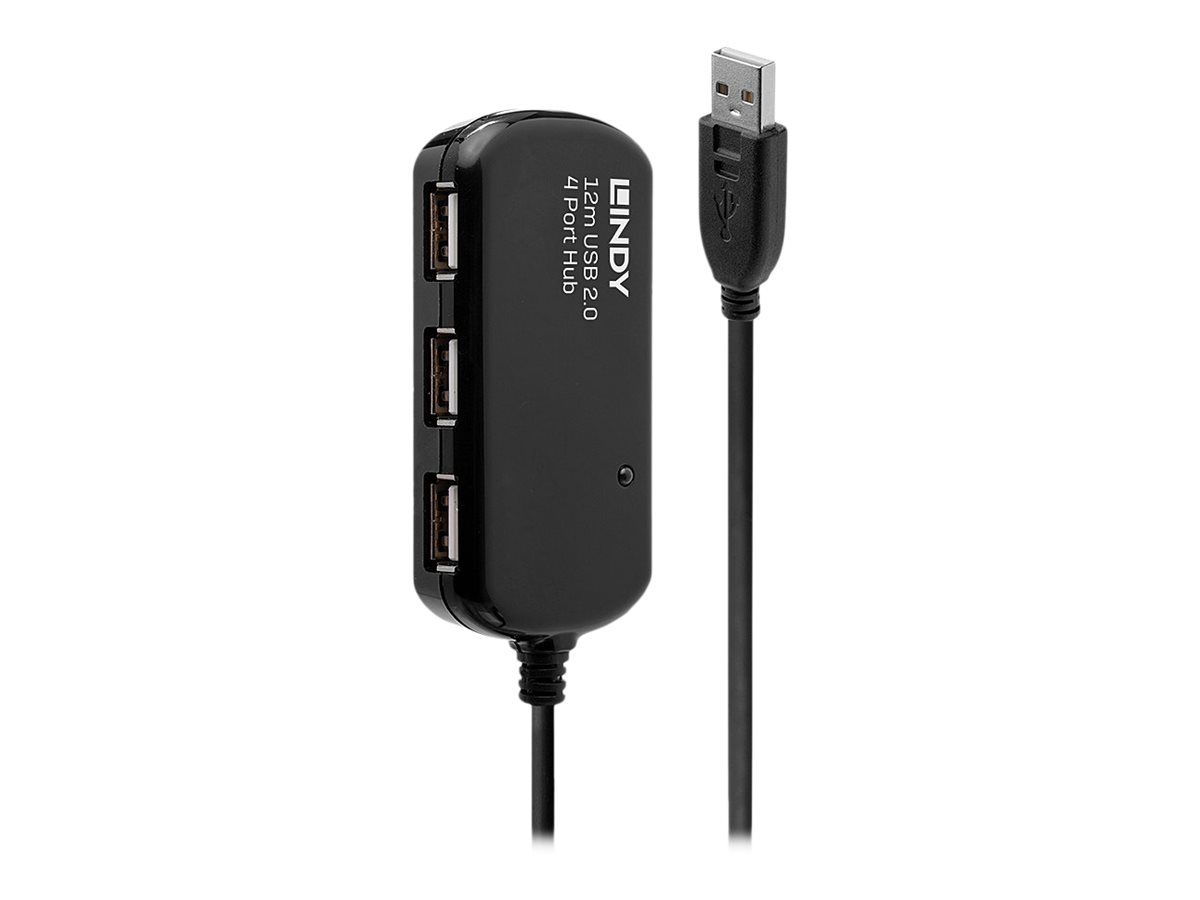 Lindy 4-Port USB 2.0 Hub 480 Mbit/s Nero 12 m Win ME 2000 XP Vista Mac 42783