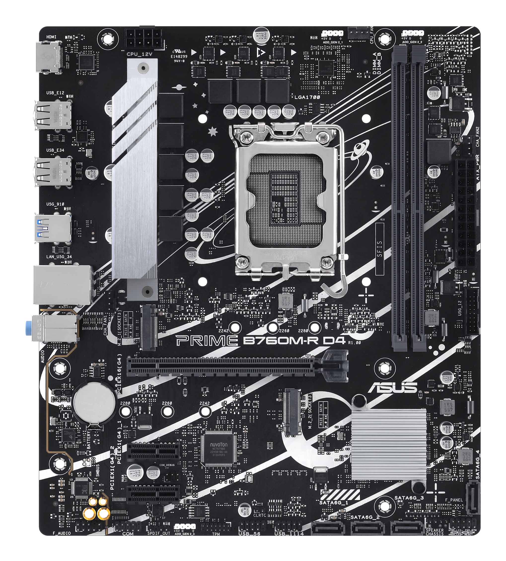 ASUS PRO B760M-R D4 - Motherboard - micro ATX - LGA1700-Sockel - B760 Chipsatz - USB 3.2 Gen 1 - 2.5 Gigabit LAN, Ansicht 2