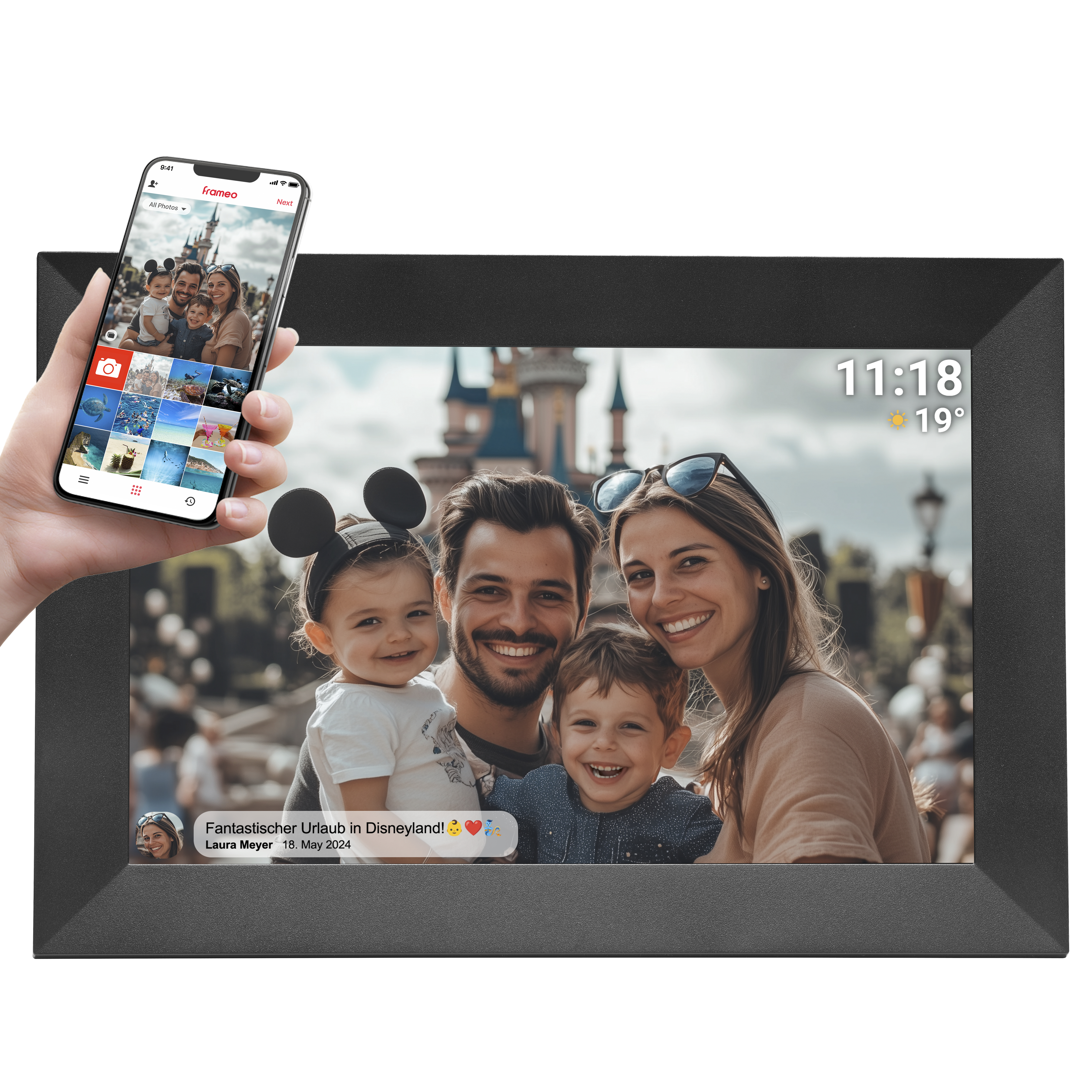 Inter Sales DENVER FRAMEO PFF-1024BLACK - Digitaler Fotorahmen - 16 GB - 25.7 cm (10.1") von LumaTech