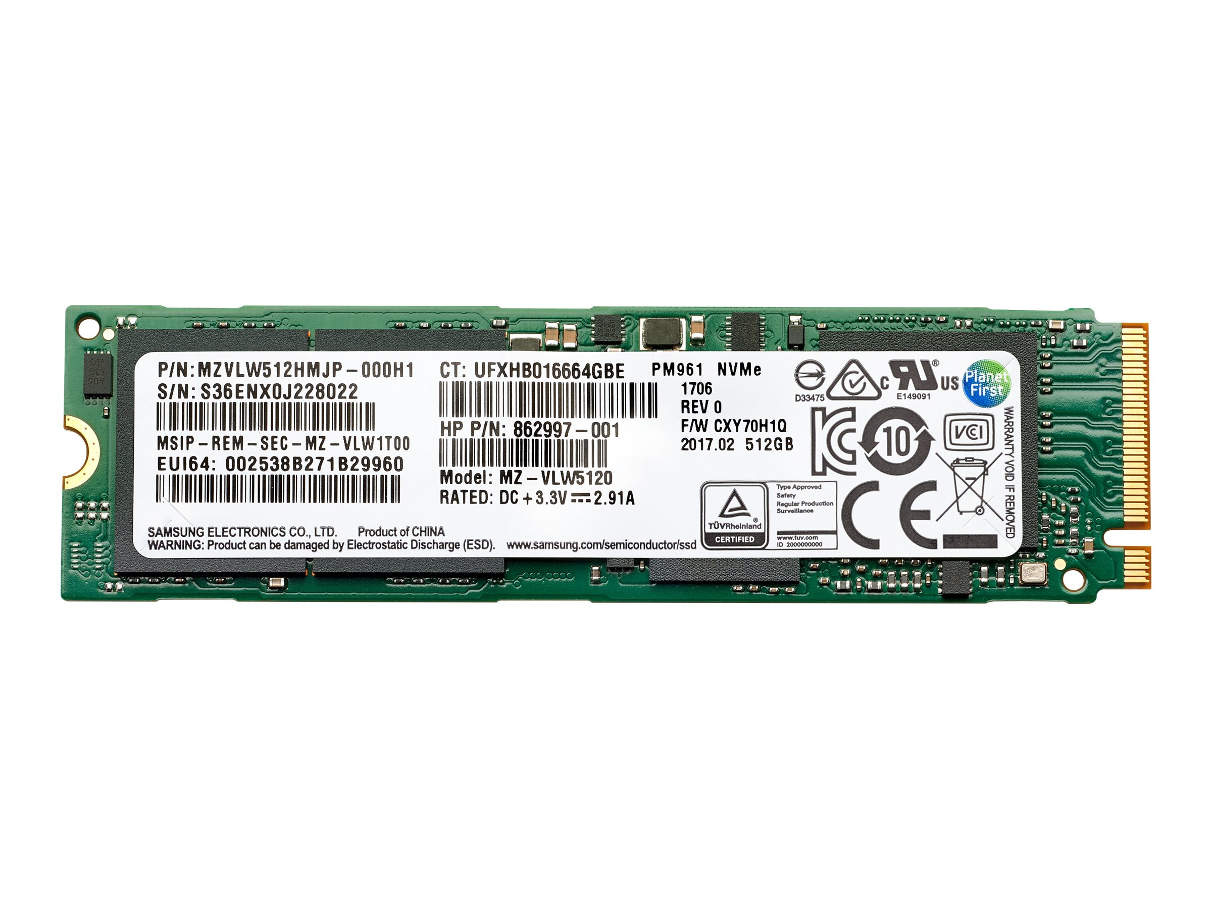 Hewlett Packard (HP) 512GB TLC PCI-e 3x4 NVMe SSD Memory