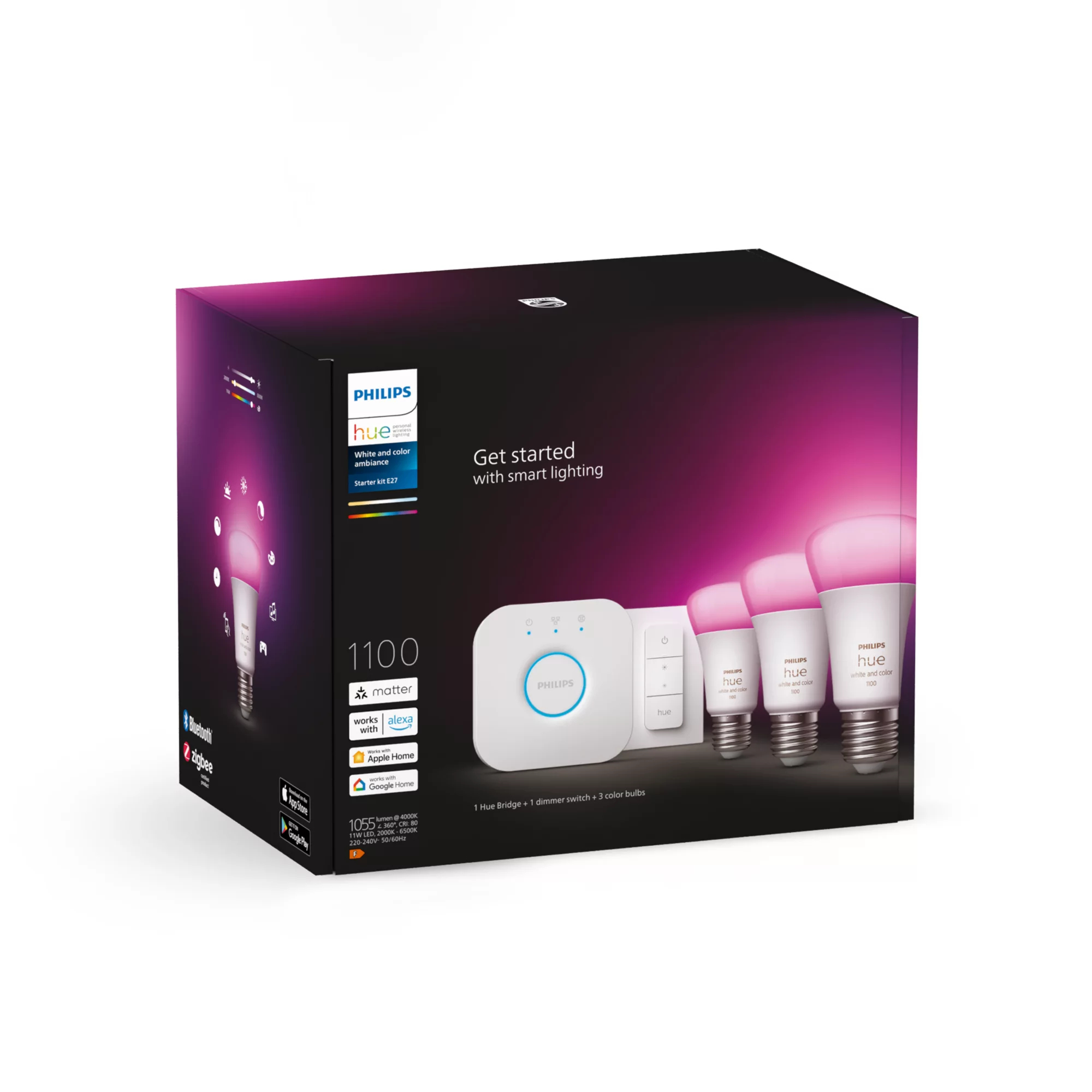 Philips Hue White and Color Ambiance Starter Kit - Drahtloses Beleuchtungs-Kit - LED-Lampe x 3 - E27 - 9 W (75 W), Ansicht 4