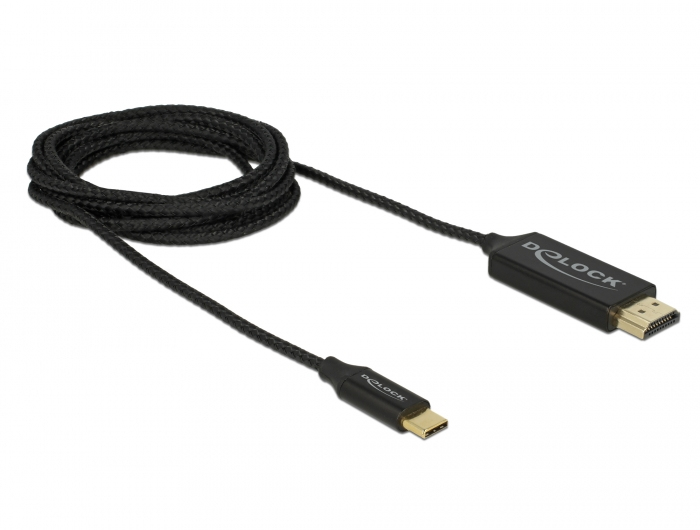 Delock 84905, 2 m, USB Typ-C, HDMI Typ A (Standard), Männlich, Männlich, Gold