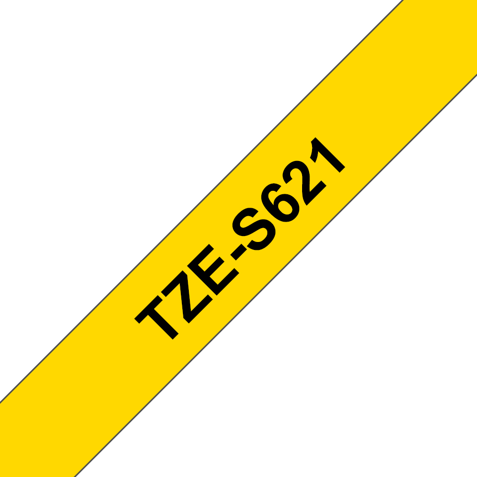 Brother TZe-S621 - Extra starker Klebstoff - Schwarz auf Gelb - Rolle (0,9 cm x 8 m), Ansicht 2