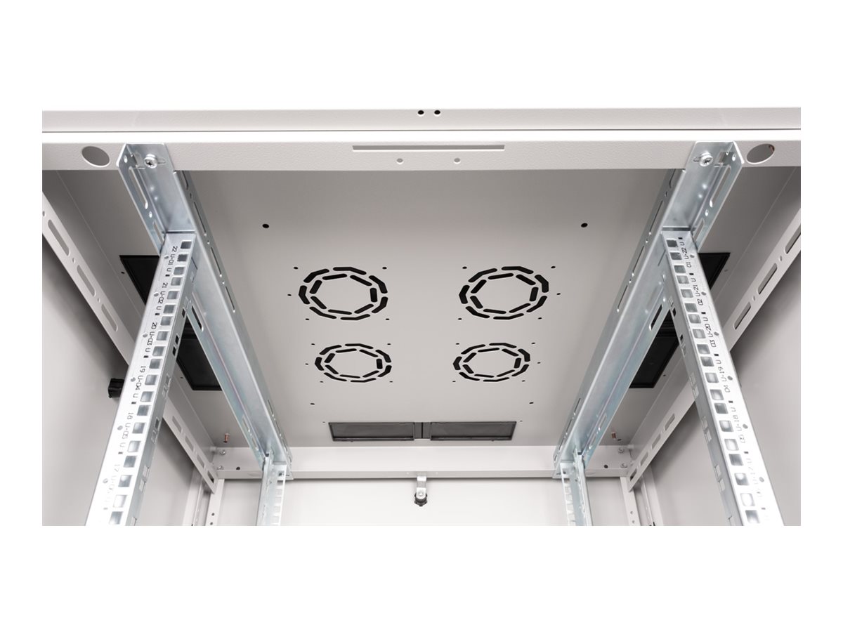 ROLINE 19 Zoll Netzwerkschrank Basic 22 800x800 BxT Glastür grau, Ansicht 3