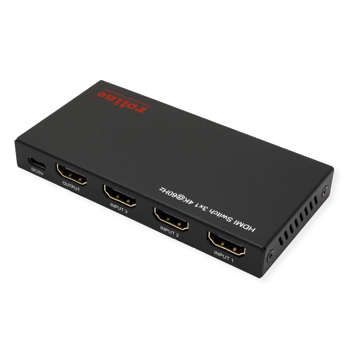 ROLINE HDMI Switch 3fach 4K60Hz HDCP2.3+ IR Fernbd. - KVM-Umschalter