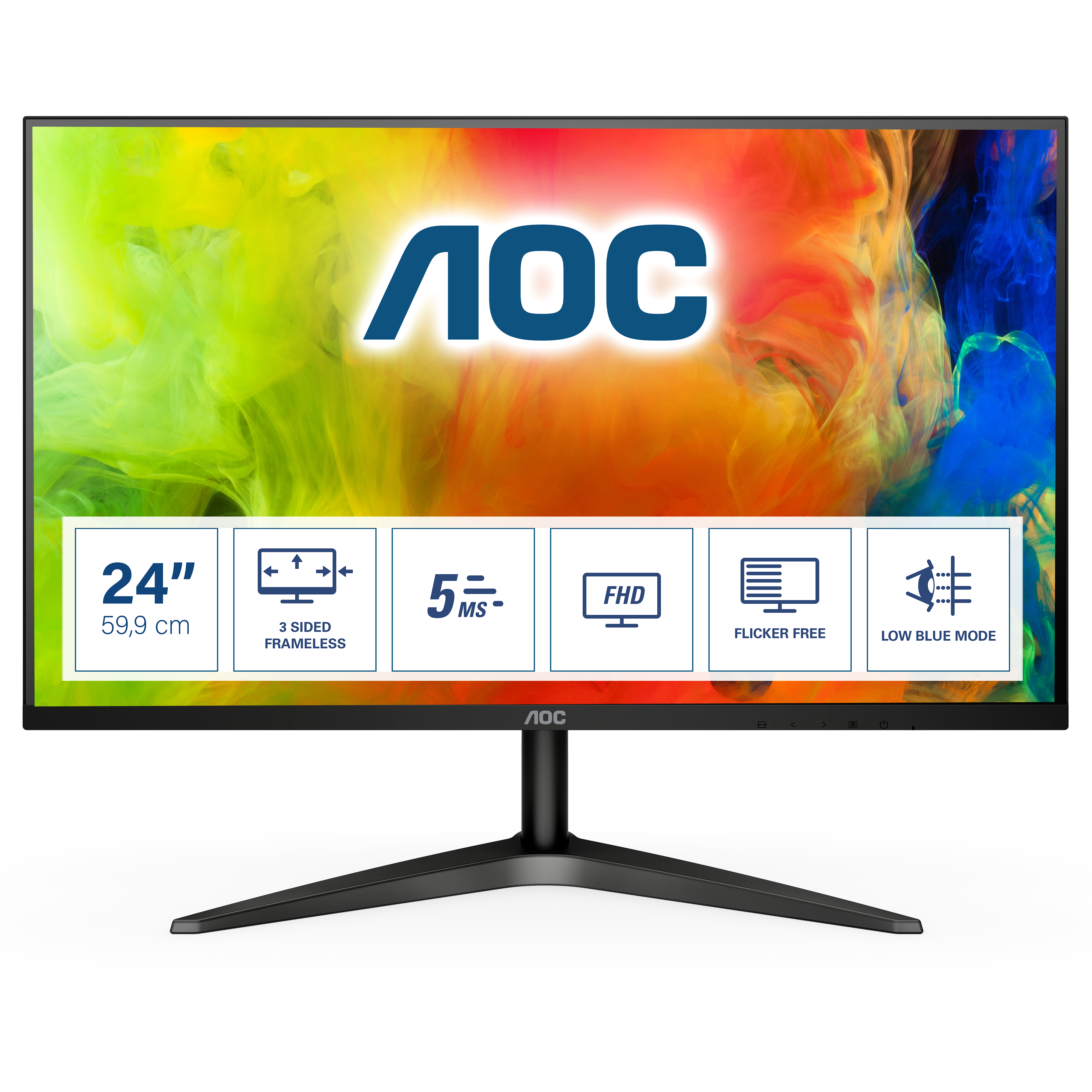 AOC B1 24B1H, 59,9 cm (23.6&quot;), 1920 x 1080 Pixel, Full HD, LED, 5 ms, Schwarz