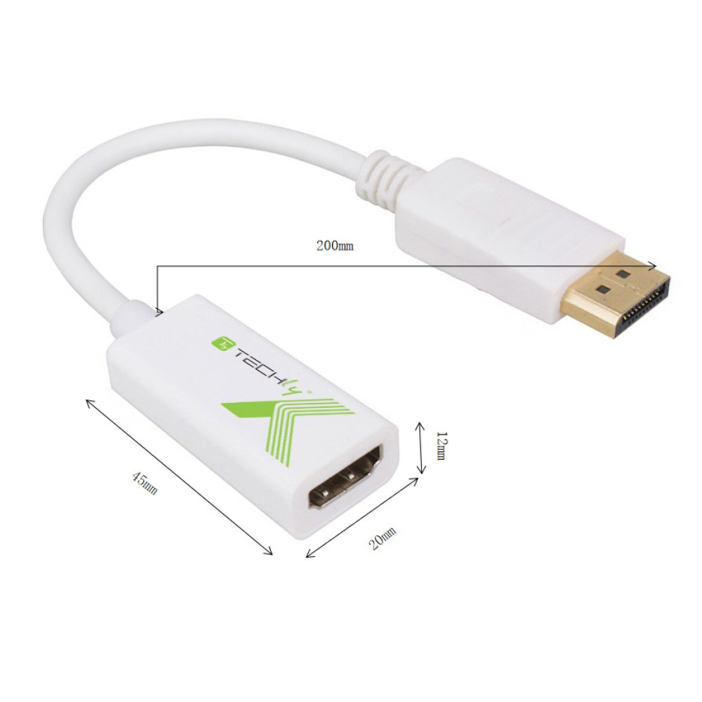 IC Intracom TECHly - Videoadapter - DisplayPort männlich eingerastet zu HDMI weiblich - Weiß, Ansicht 3