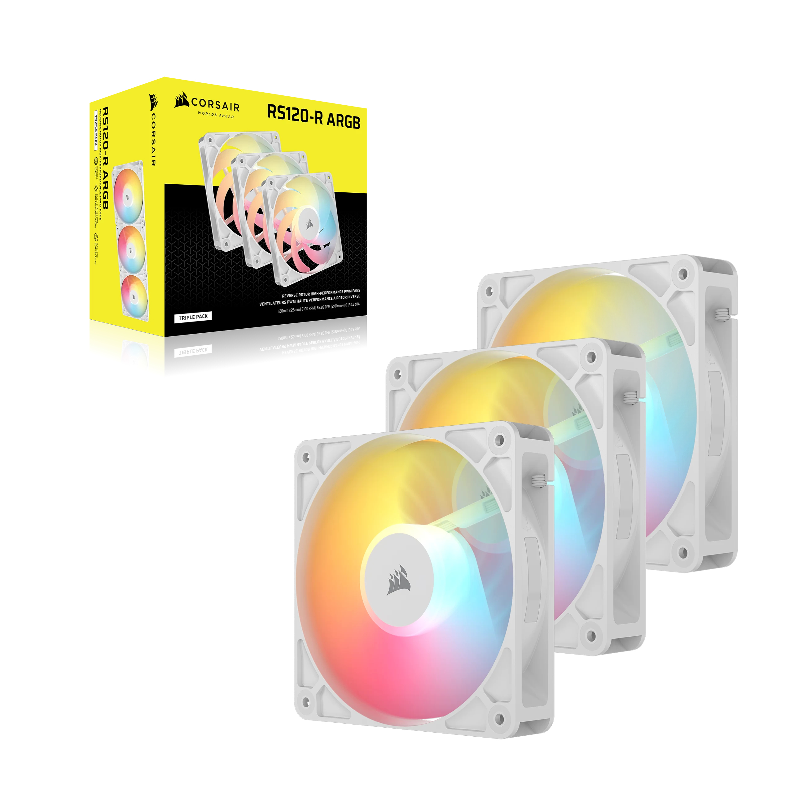 Corsair RS120-R - Gehäuselüfter - invers - 120 mm - weiß (Packung mit 3), Ansicht 4