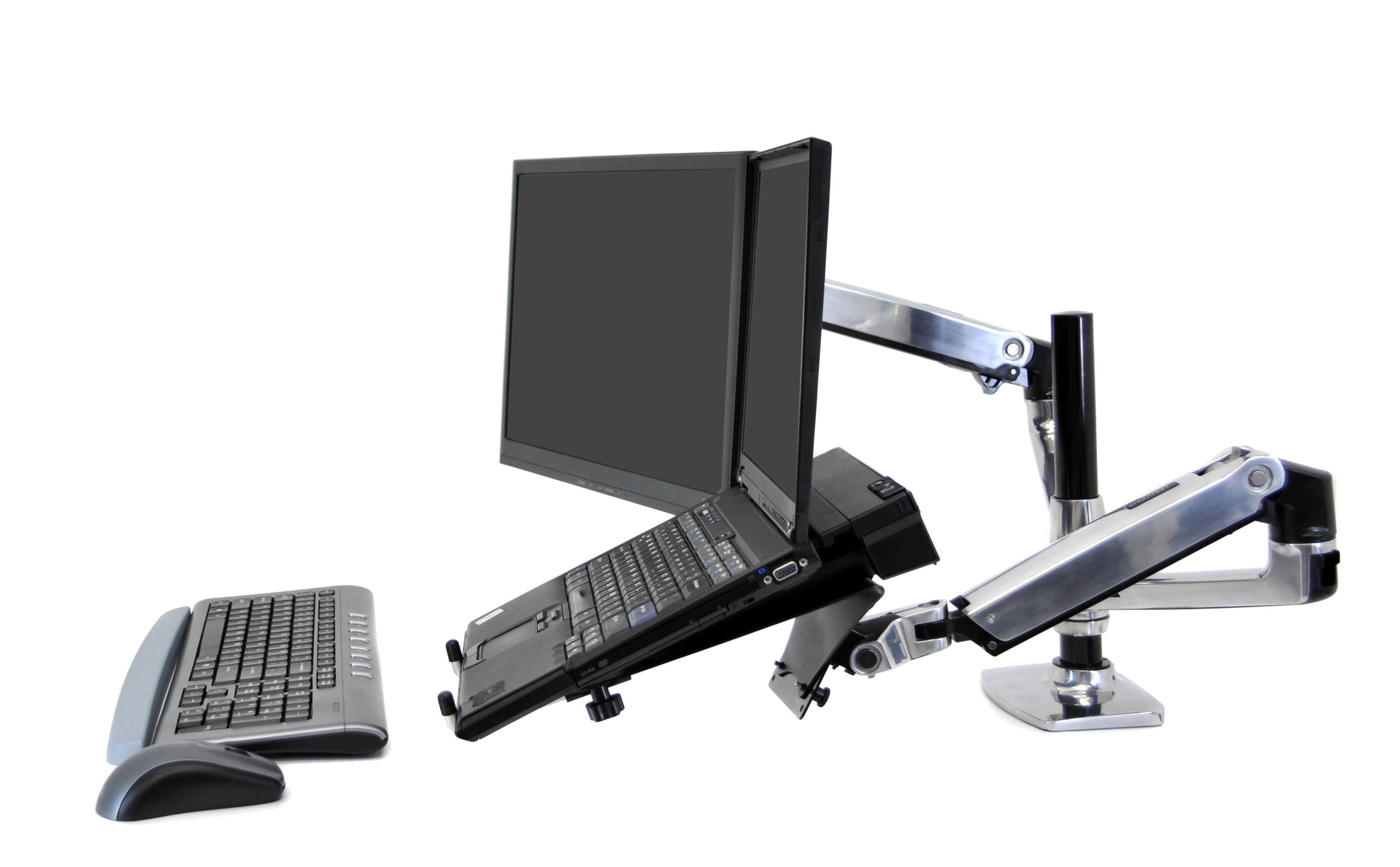 Ergotron LX - Befestigungskit (Spannbefestigung für Tisch, Tischplattenbohrung, Stange, 2 Gelenkarme), Ansicht 2