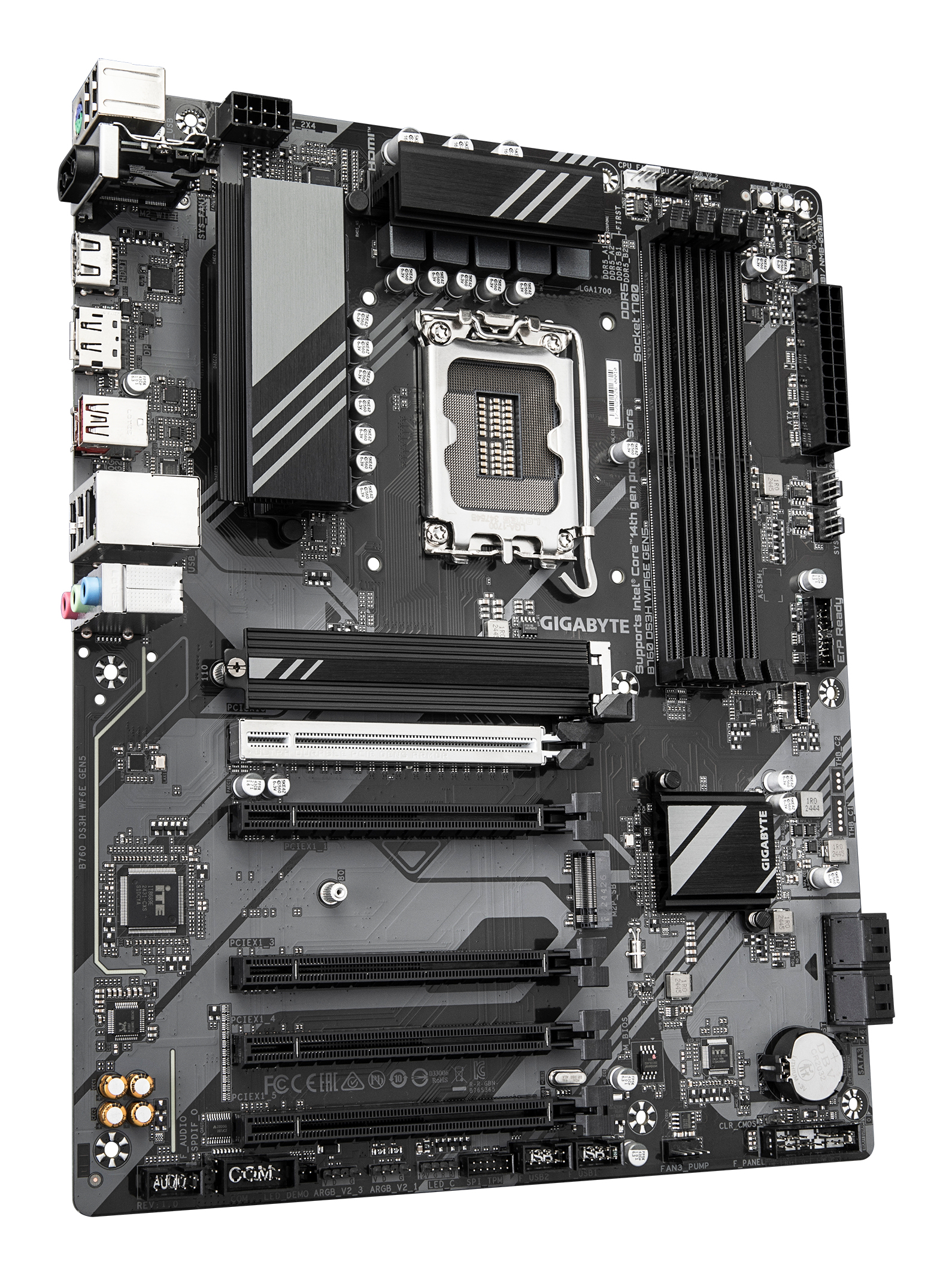 Gigabyte B760 DS3H WIFI6E GEN5 - Motherboard - ATX - LGA1700-Sockel - B760 Chipsatz - USB-C 3.2Gen 2x2, USB-C 3.2 Gen 1…, Ansicht 3