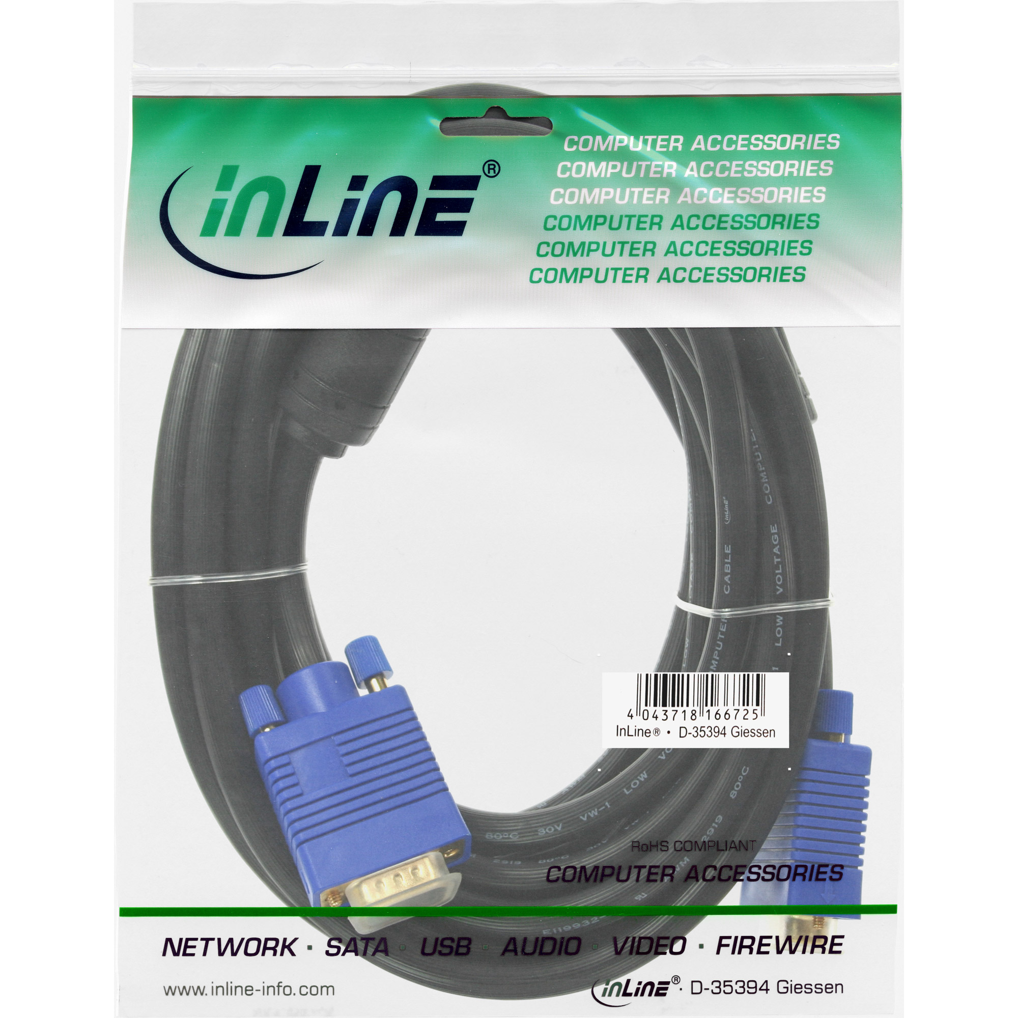 InLine S-VGA Kabel Premium - 15pol HD Stecker  Stecker - schwarz - 3m