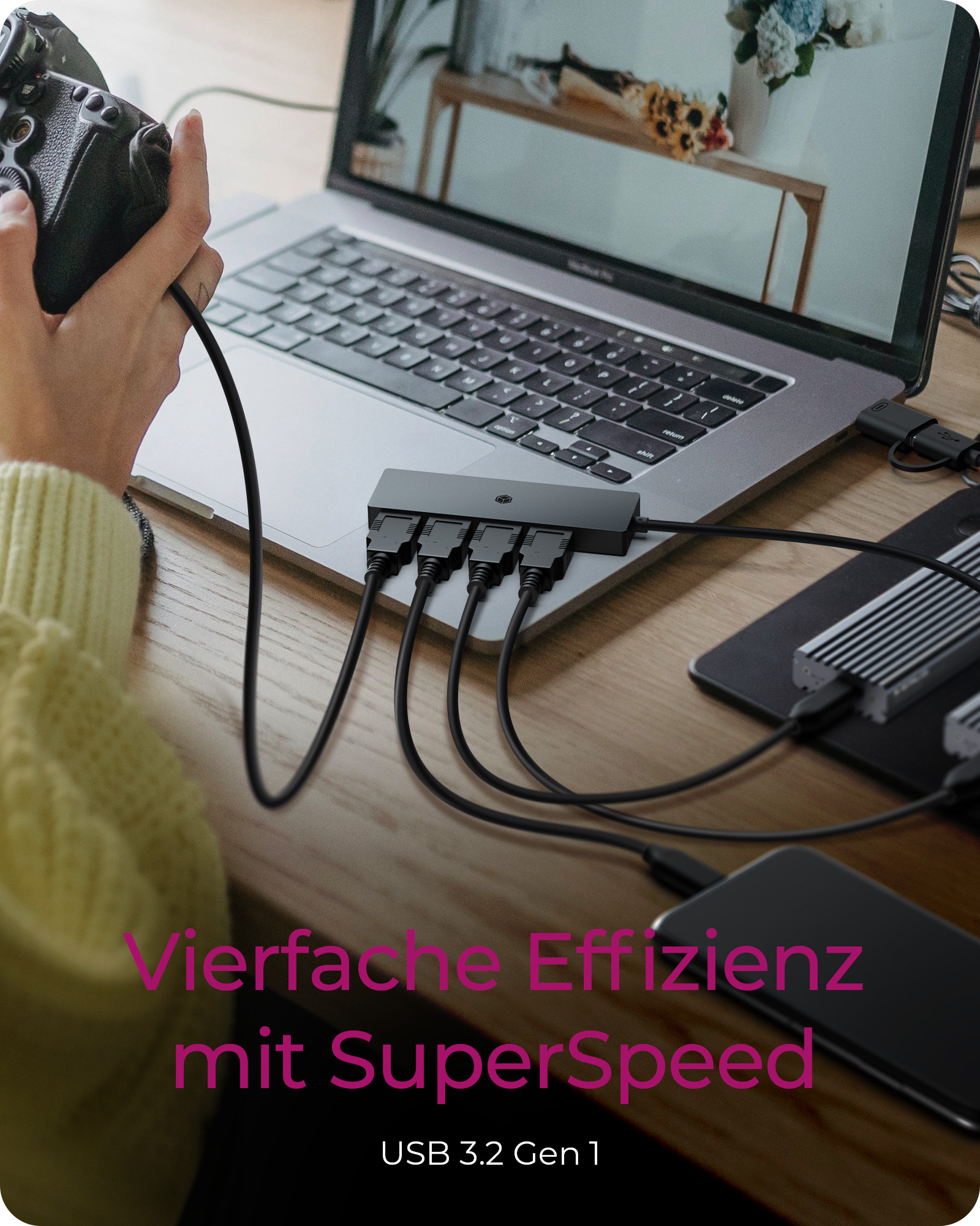 ICY BOX IB-HUB1424-C3 - mit USB 3.2 Gen 1 Type-C und Type-A, Ansicht 2