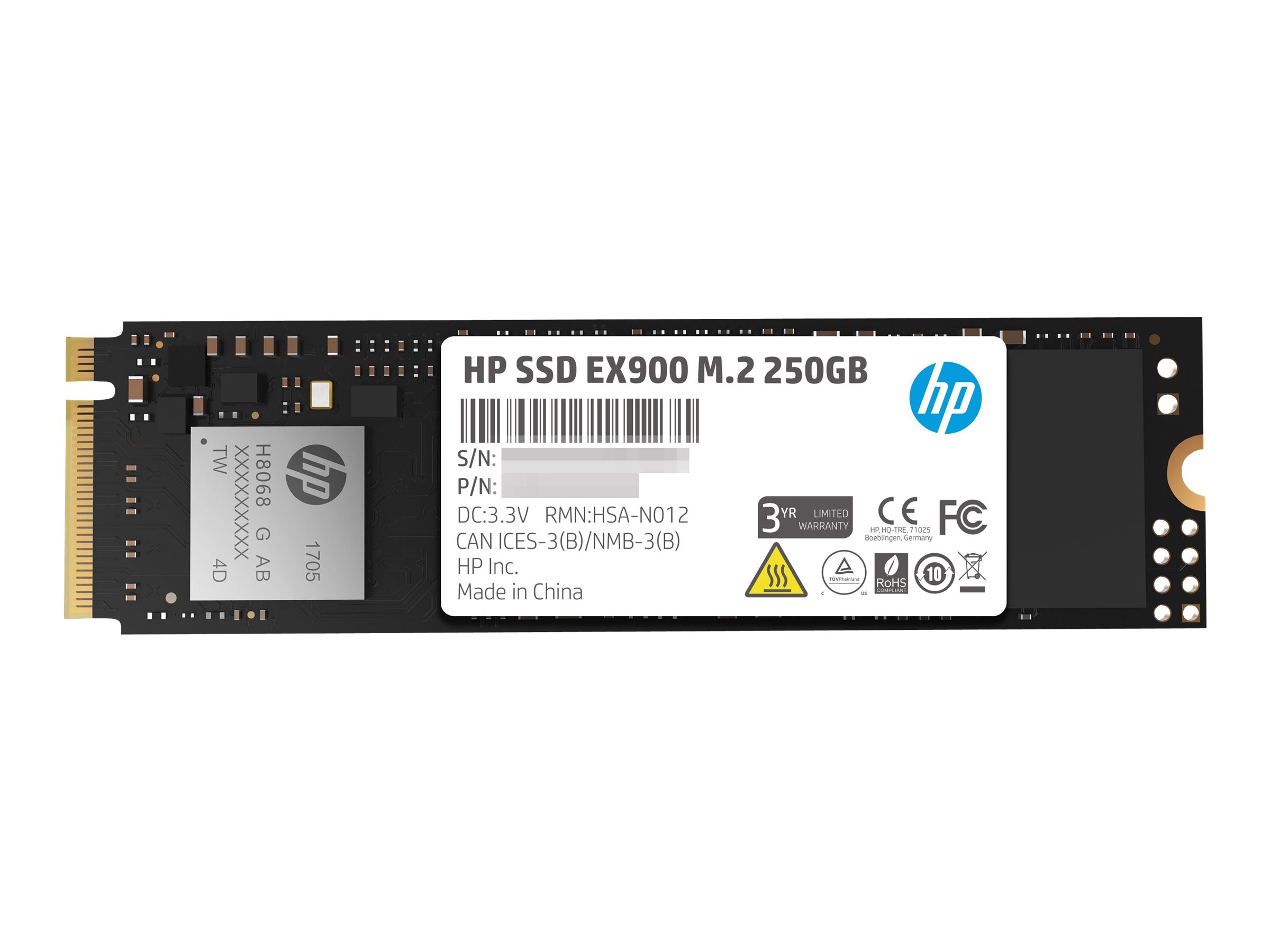 HP EX900 - 250 GB SSD - intern - M.2 2280 - PCI Express 3.0 x4 (NVMe)
