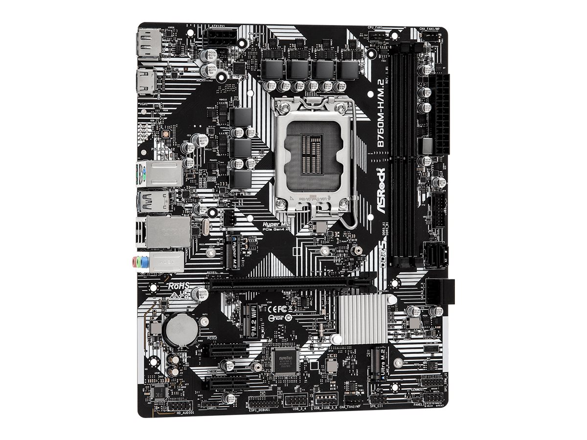ASRock B760M-H/M.2 - Motherboard - micro ATX - LGA1700-Sockel - B760 Chipsatz - USB 3.2 Gen 1, USB-C 3.2 Gen 1 - Gigabit