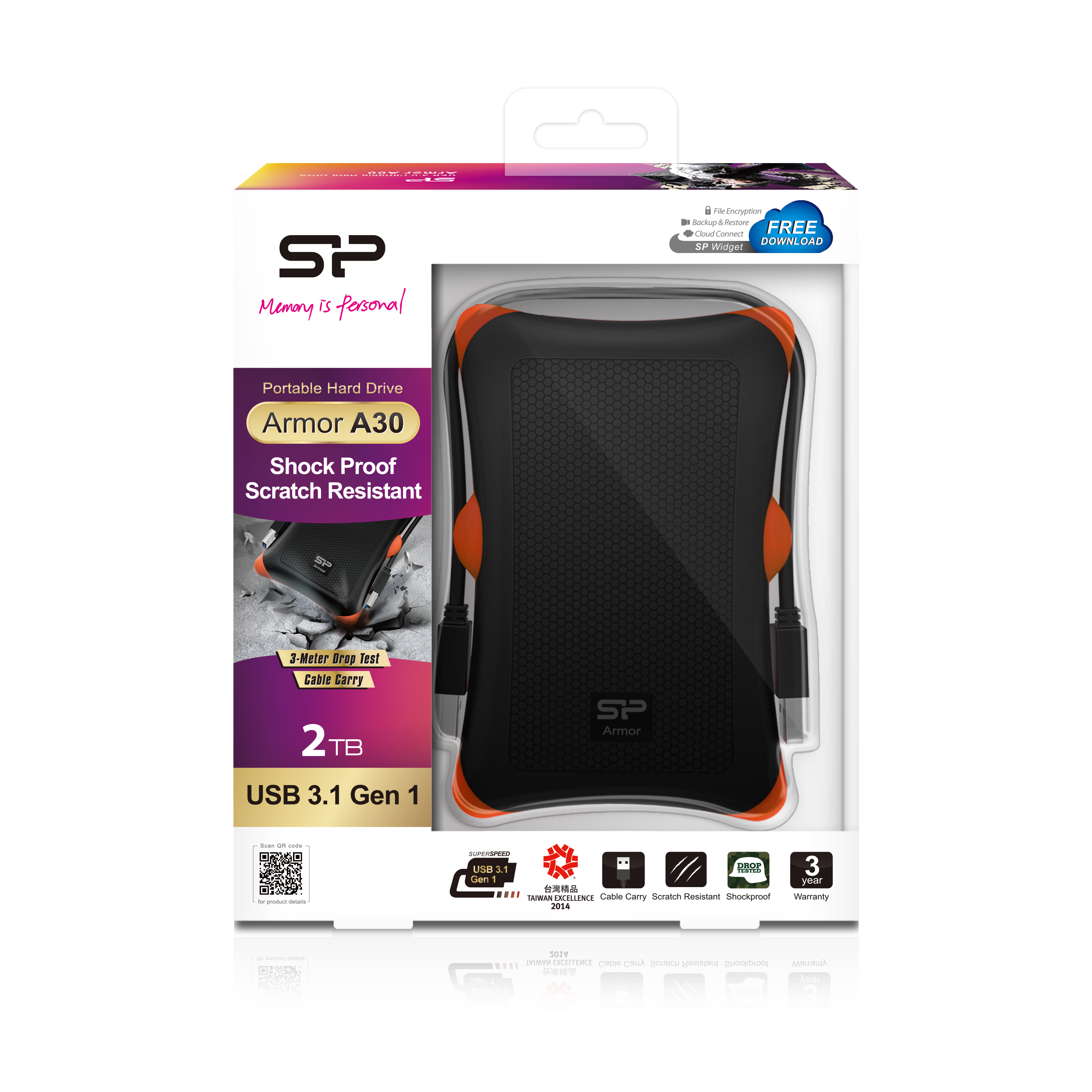 Silicon Power Armor A30 - Festplatte - 2 TB - extern (tragbar) - Schwarz, Ansicht 2
