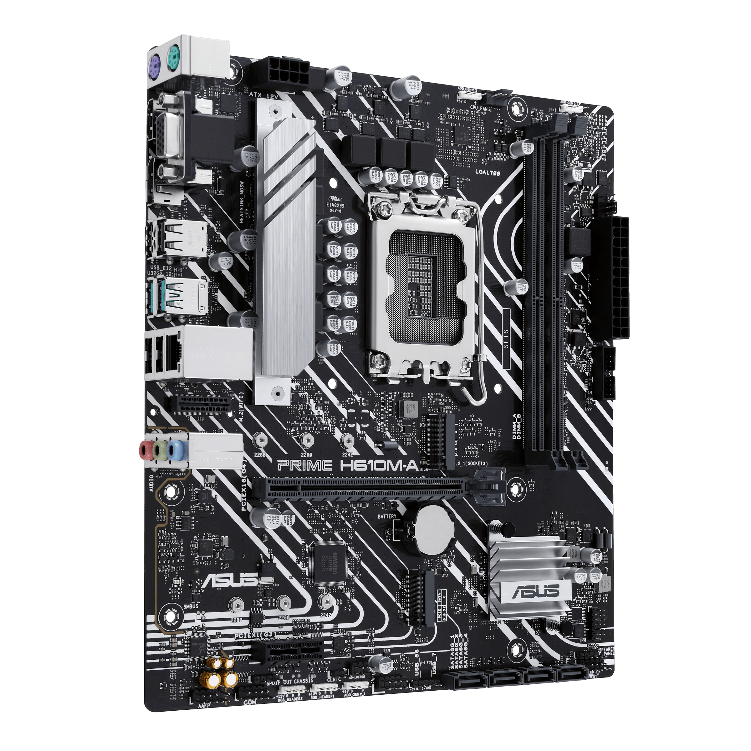 ASUS PRIME H610M-A-CSM - Motherboard - micro ATX - LGA1700-Sockel - H610 Chipsatz - USB 3.2 Gen 1, USB 3.2 Gen 2, Ansicht 3