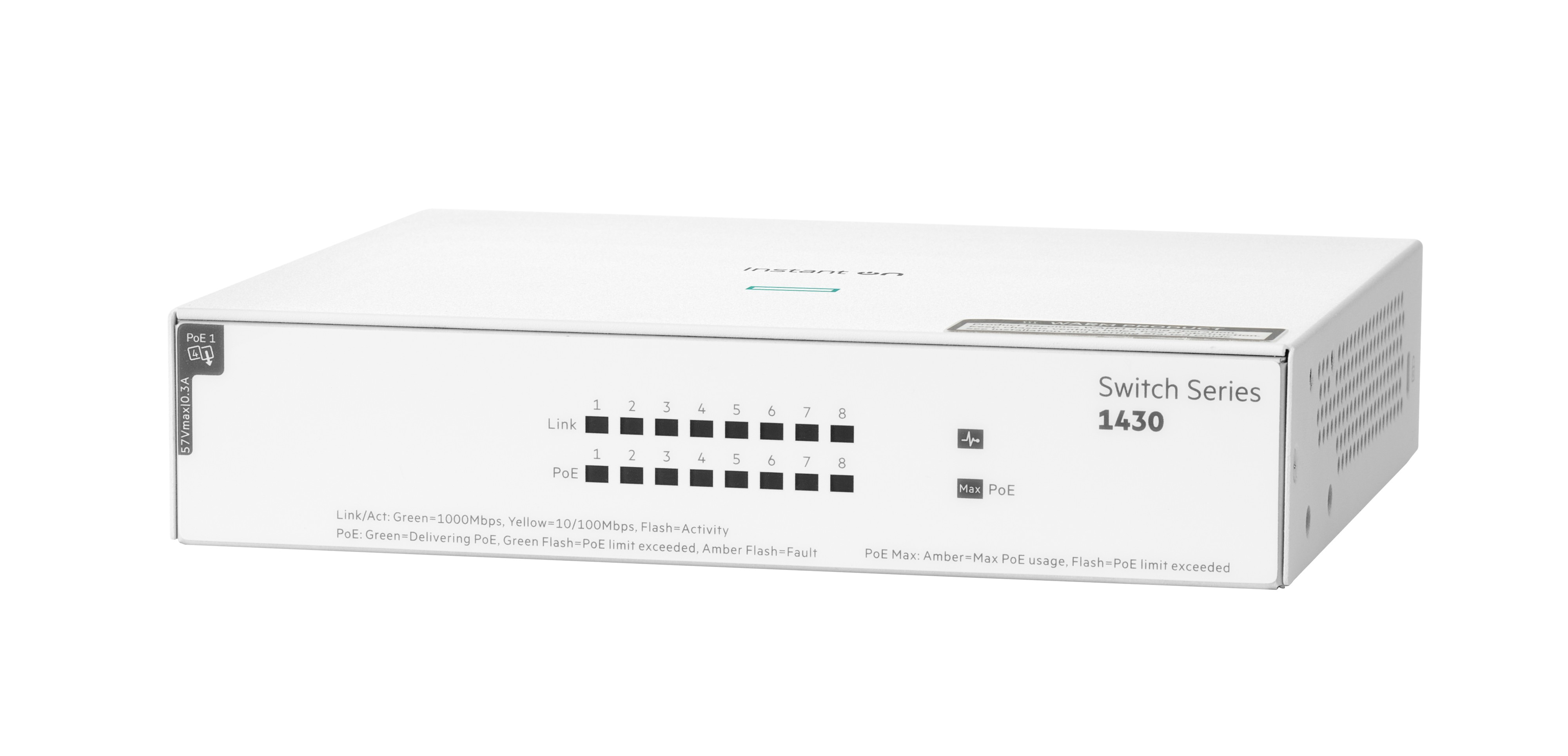 HPE Aruba Instant On 1430 8G Class4 PoE 64W Switch - Switch - unmanaged - 8 x 10/100/1000 (PoE Class 4), Ansicht 2