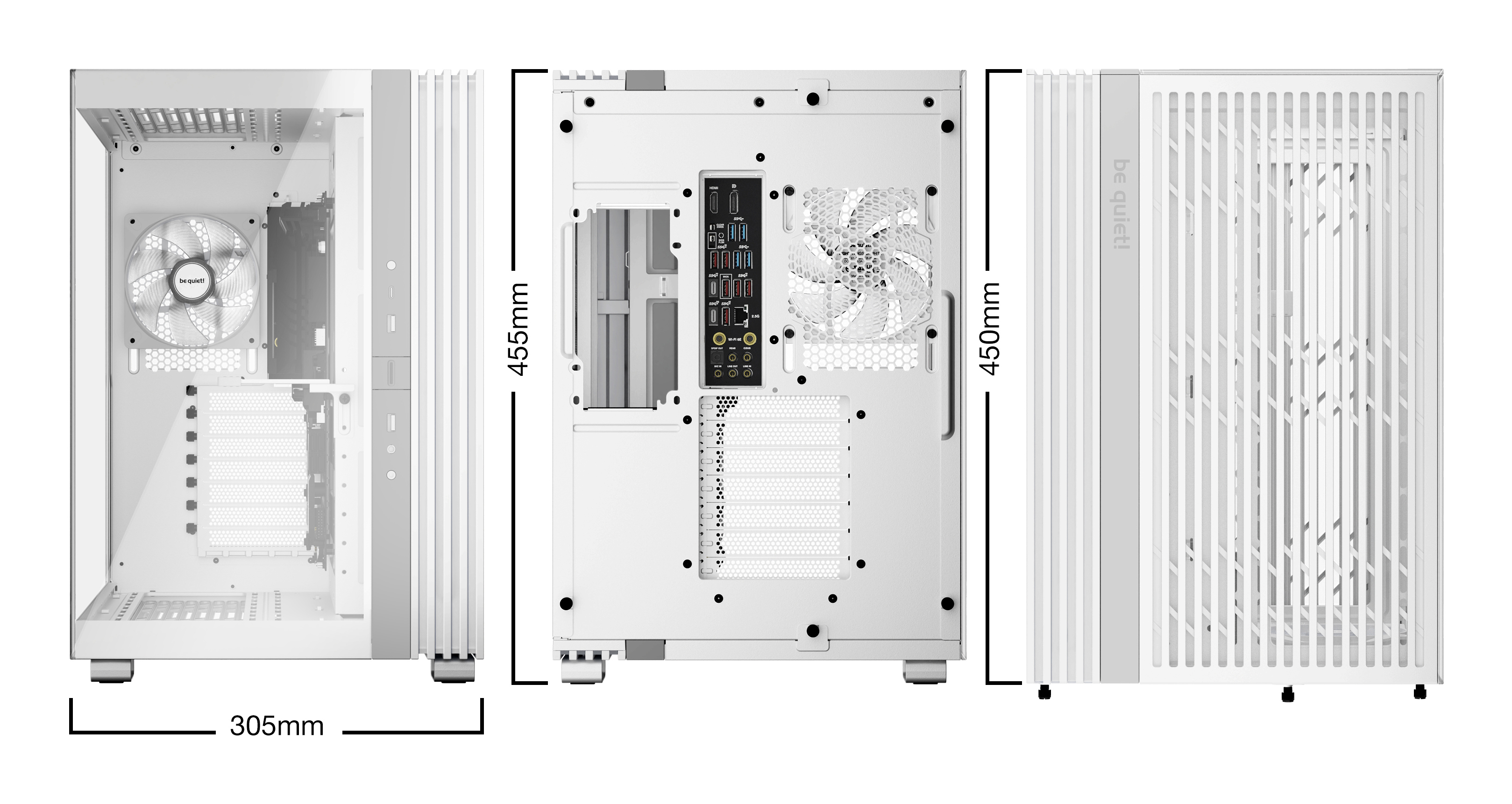 Be Quiet! Light Base 600 LX - Midi-Tower - ATX - Seitenteil mit Fenster (Glas) - Weiß, Ansicht 3