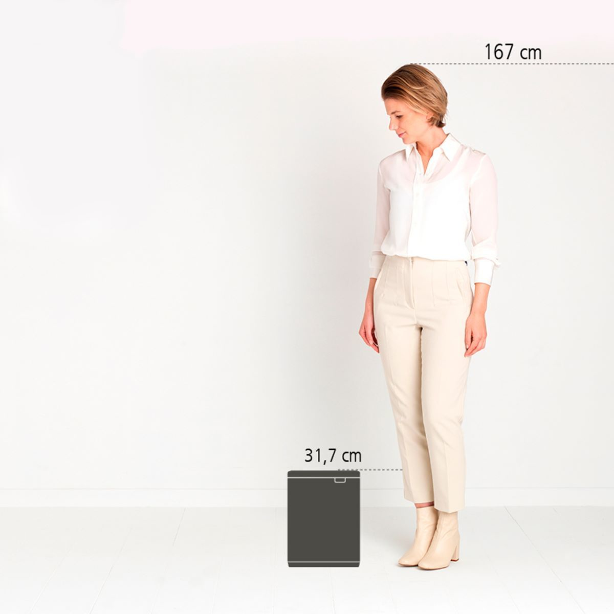Brabantia Bo Waste Bin - 7 l - Rechteckig - Stahl - Schwarz - Stahl - Stahl - Manuell, Ansicht 2