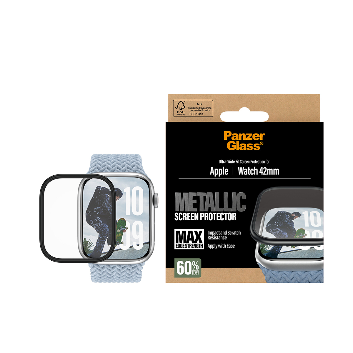 PanzerGlass Screen Protector w. Black Metal Frame Apple Watch, Ansicht 3