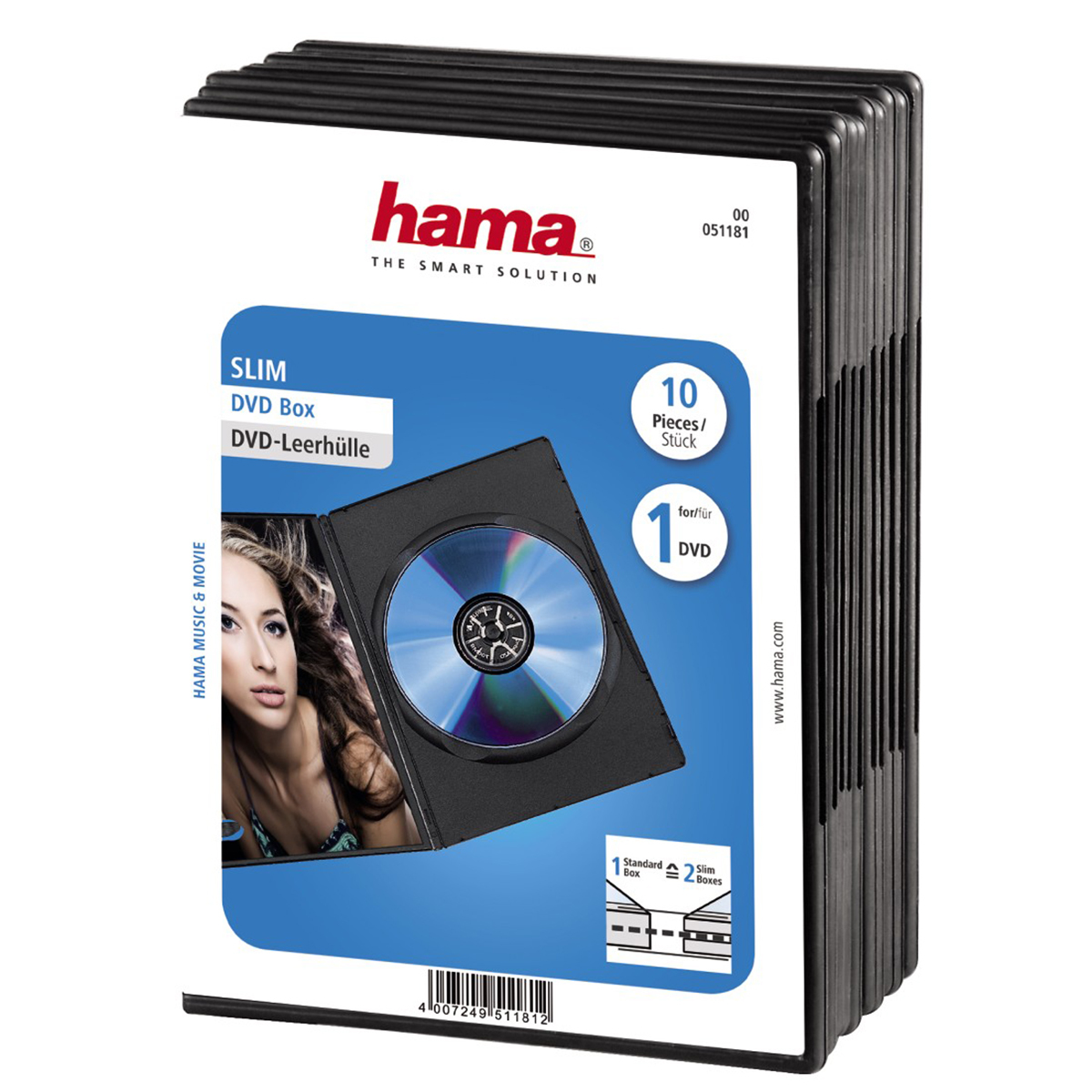 Hama Slim Jewel Case für Speicher-DVD - Schwarz (Packung mit 10), Ansicht 2
